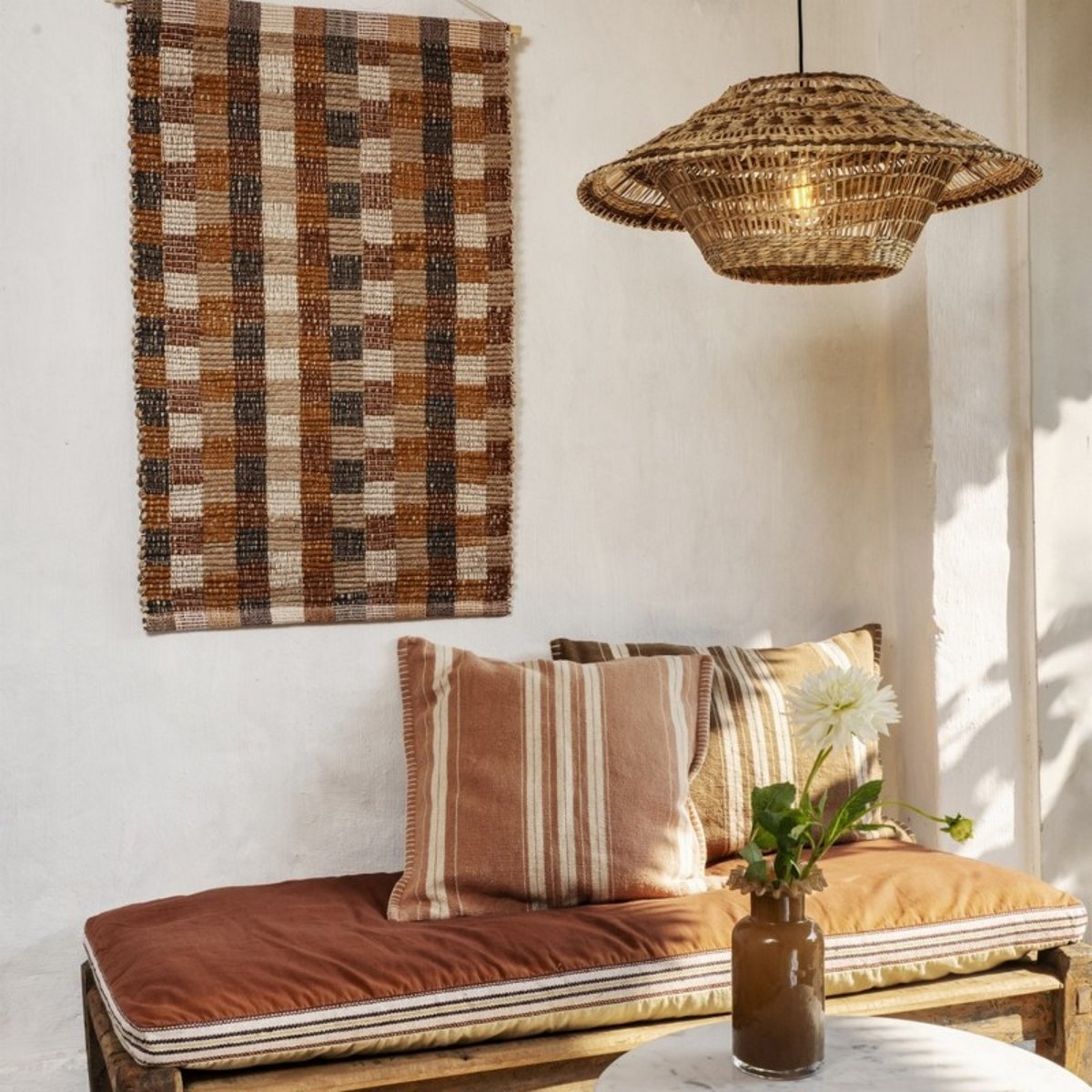 Housse de coussin design scandinave coton jute rose poudré, MADAM STOLTZ