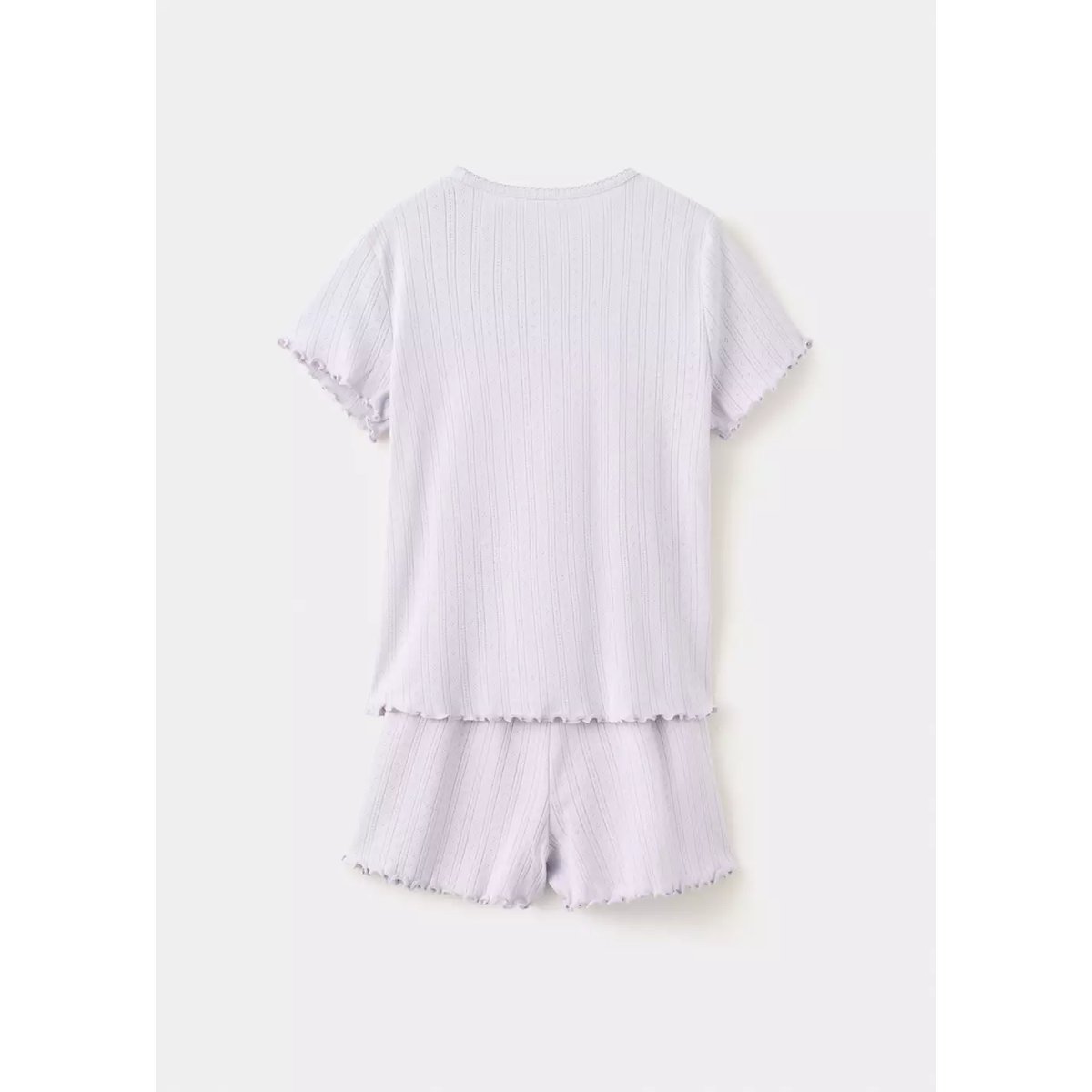 Pyjama court maille côtelée lilas, MANGO KIDS