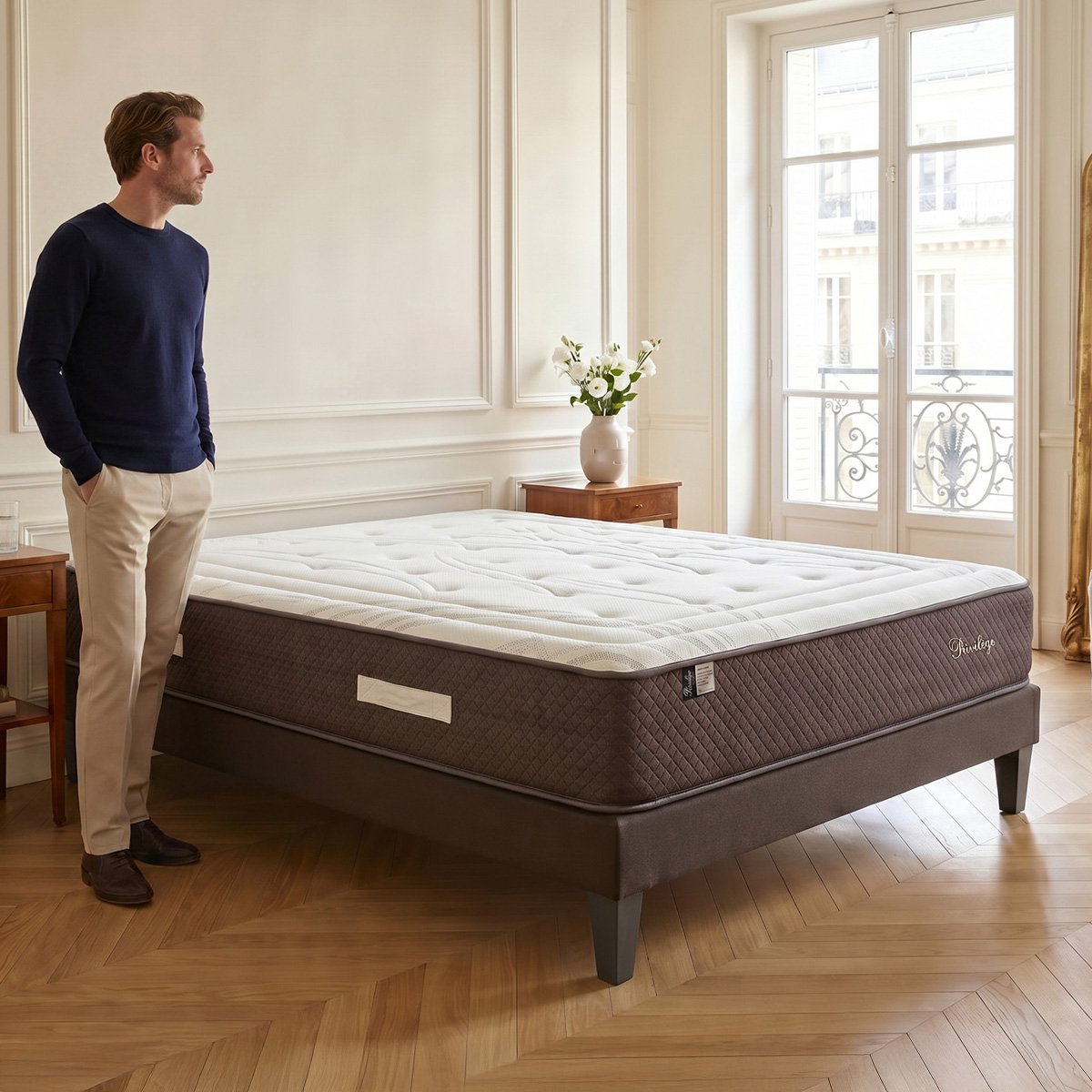 Matelas Ressorts Privilège 180x200 cm Accueil Mousse hypersoft blanc, BELLECOUR