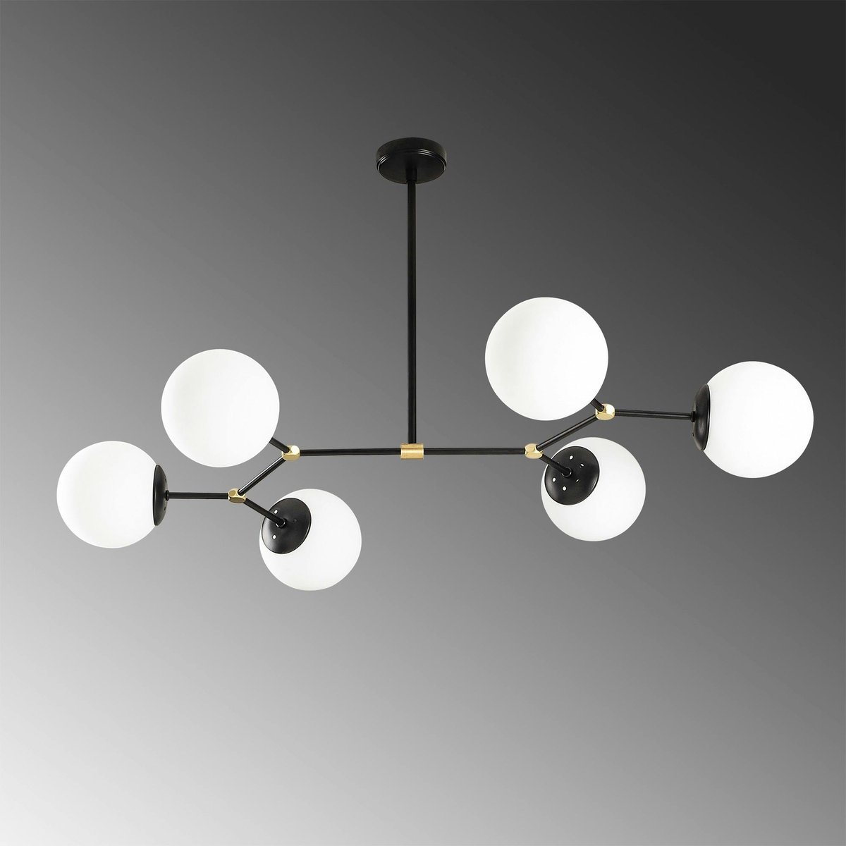 Suspension design 6 globes en verre SIERRE noir, PIER IMPORT