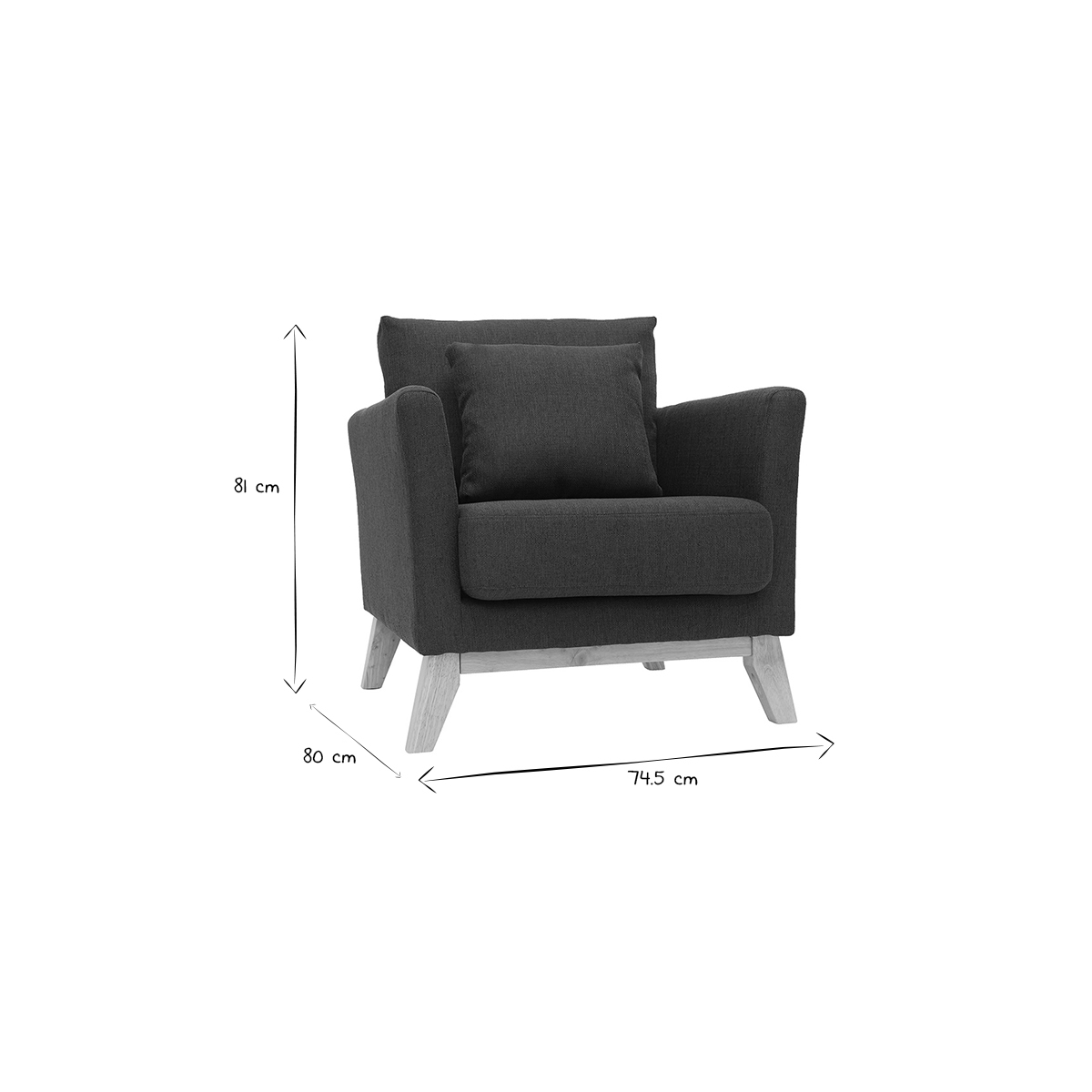 Fauteuil scandinave déhoussable OSLO gris foncé, MILIBOO