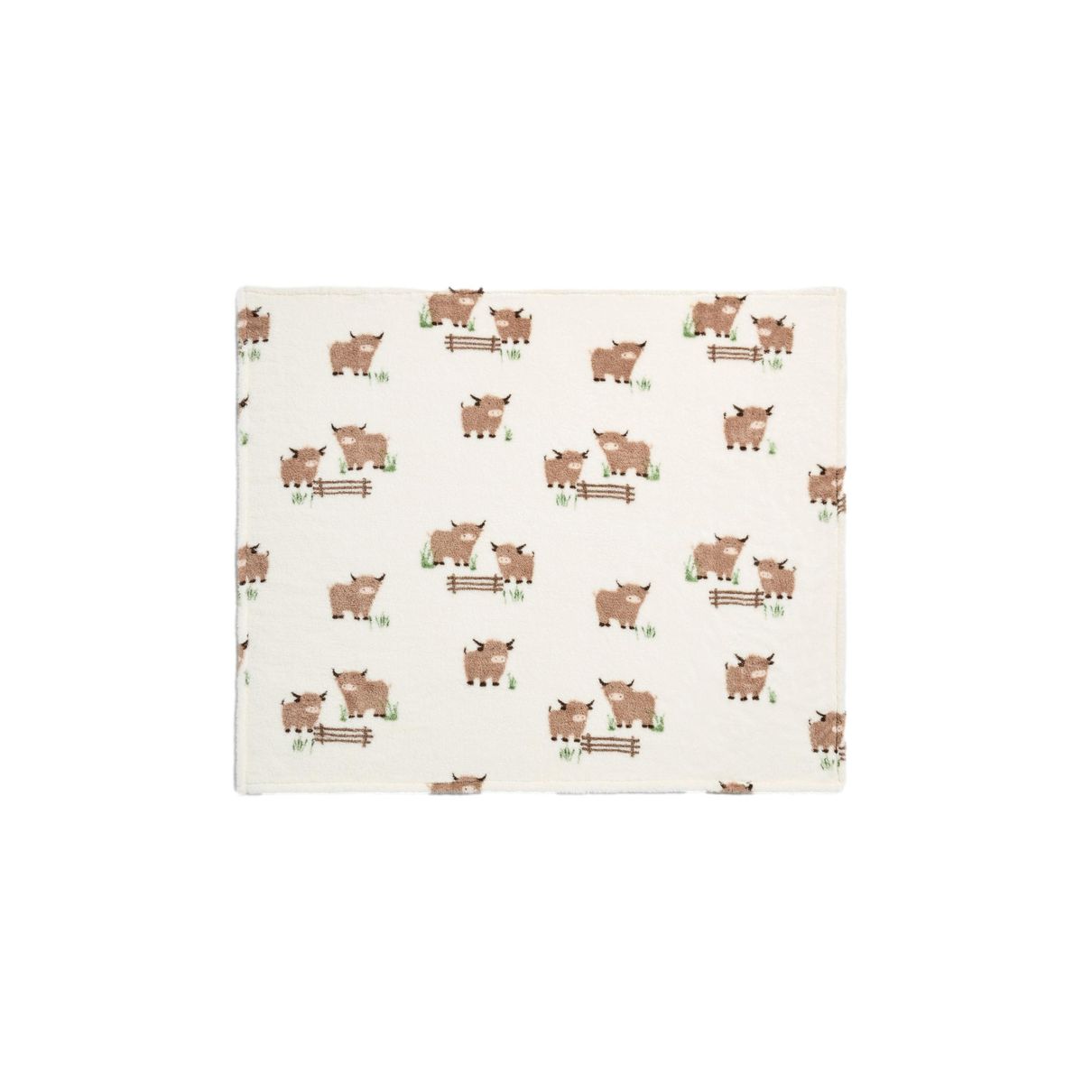 Jeté de lit en polaire à motif vache hamish naturel, NEXT