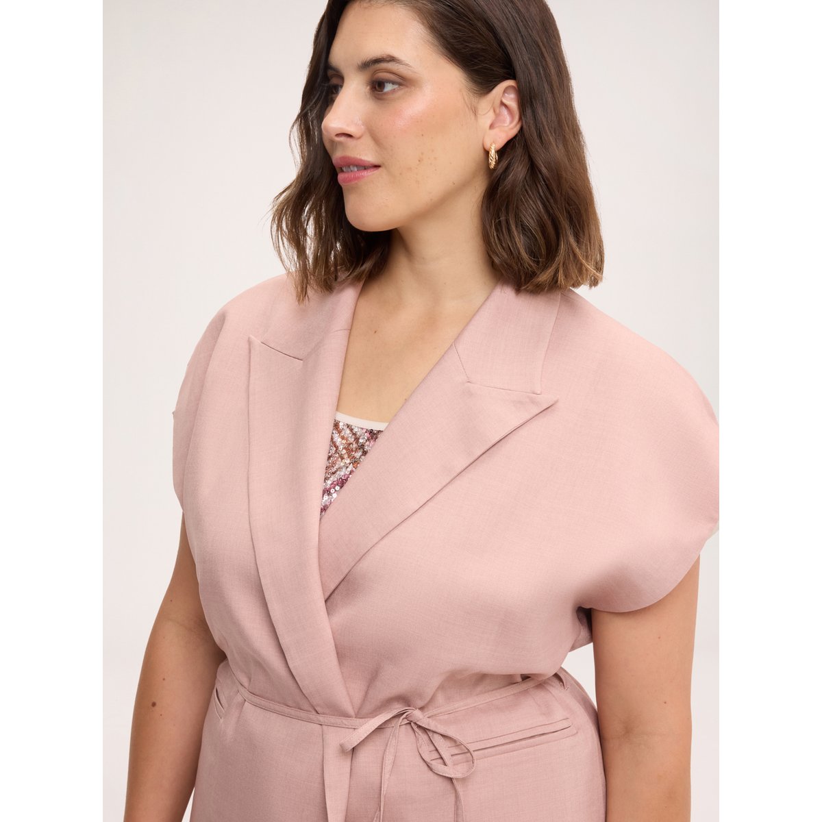 Gilet tailleur avec ceinture rose, FIORELLA RUBINO