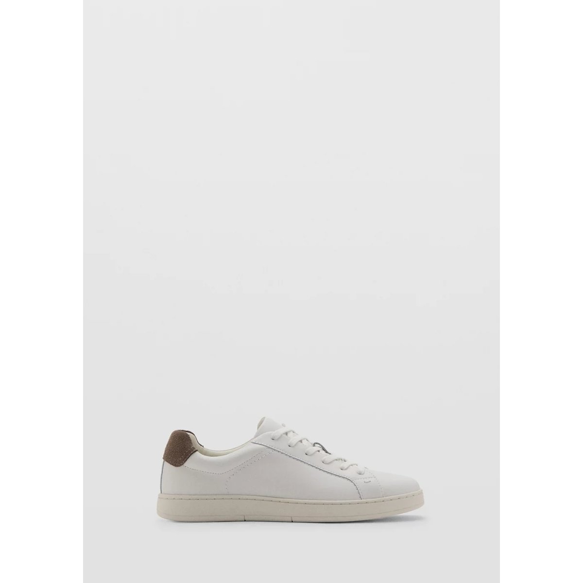 Baskets cuir empiècement contrastant blanc, MANGO MAN
