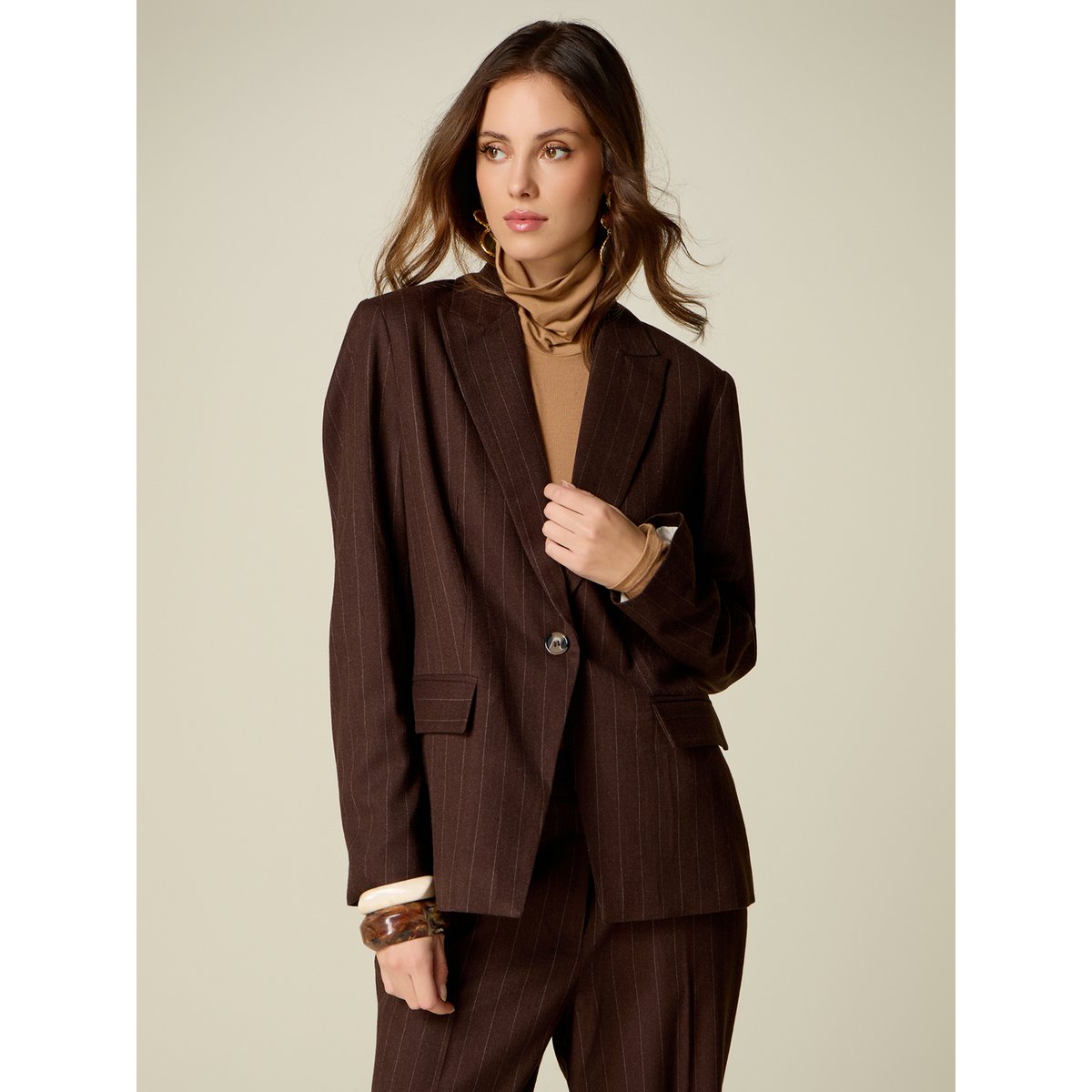 Blazer à rayures marron, OLTRE