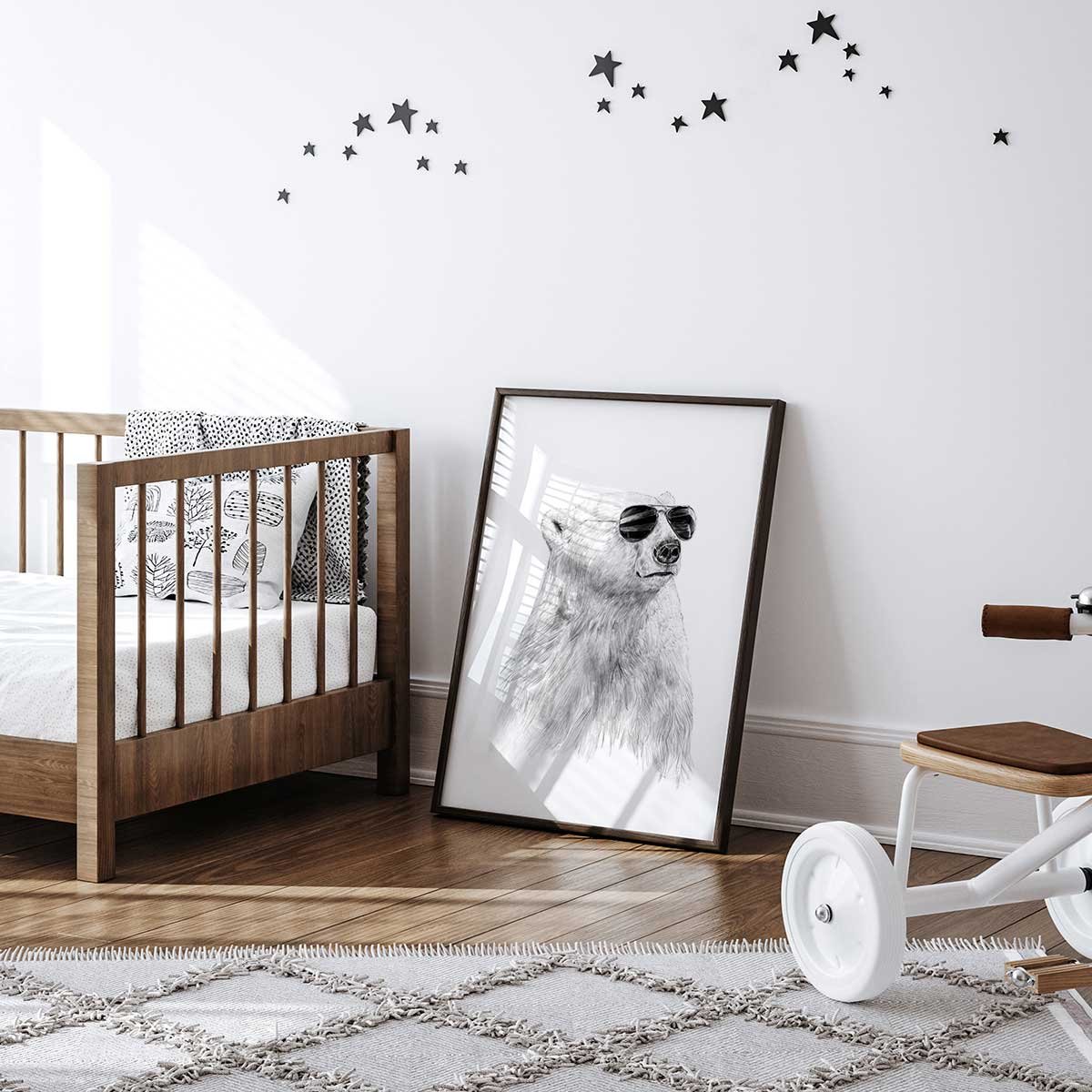 Affiche enfant ours polaire et lunette affiche seule, HEXOA