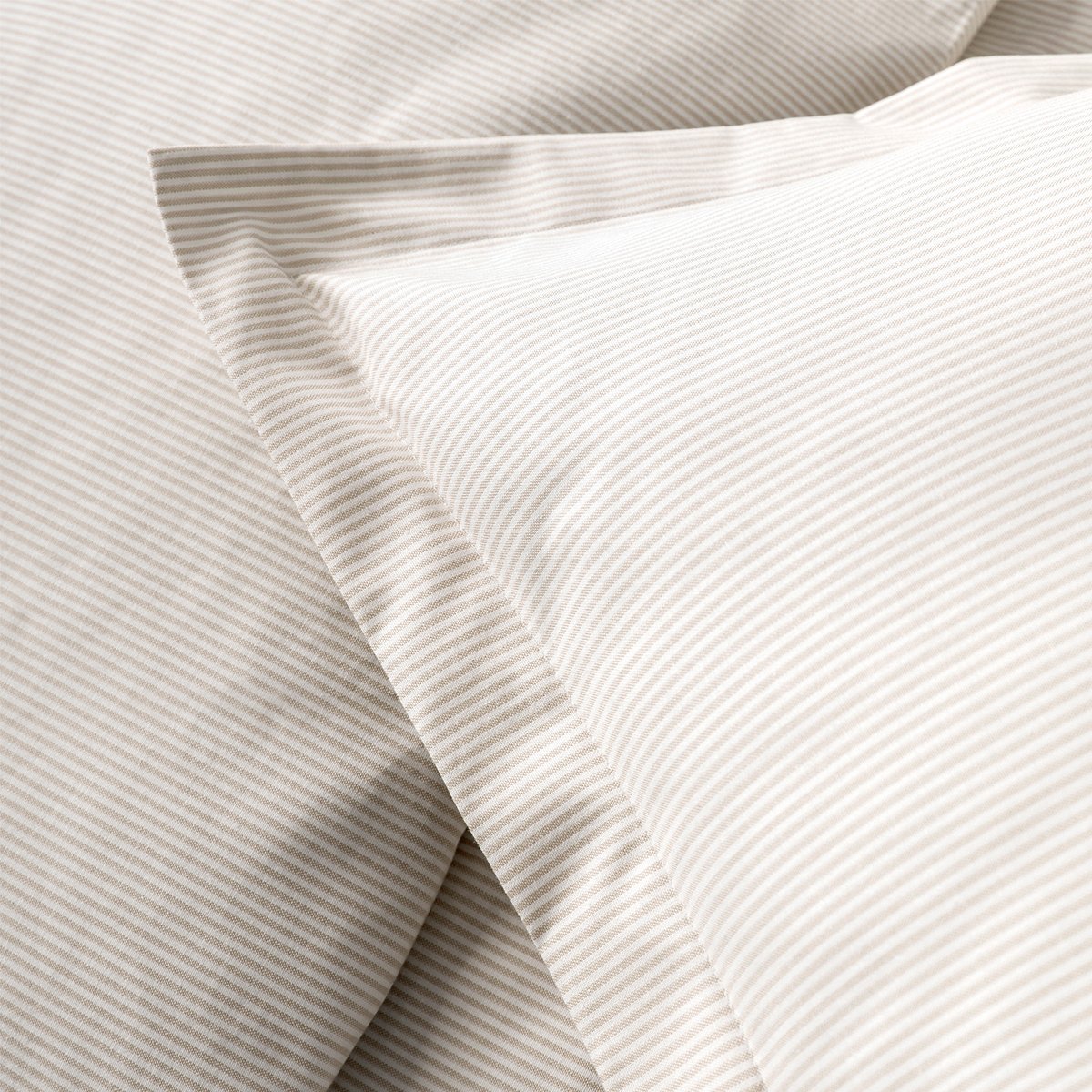 Housse de couette Oxford coton tissé teint 120 fils - 300tc BIARRITZ blanc | beige, COTTON & CO