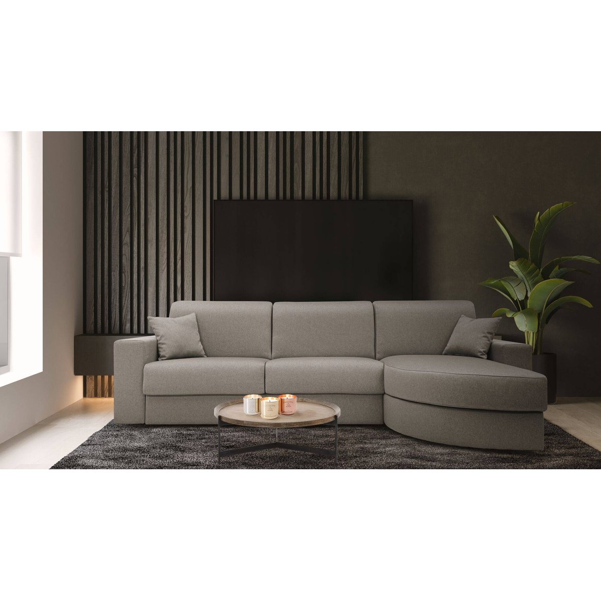 Canapé d'angle convertible tissu déhoussable - AUBIN anthracite, CAMIF