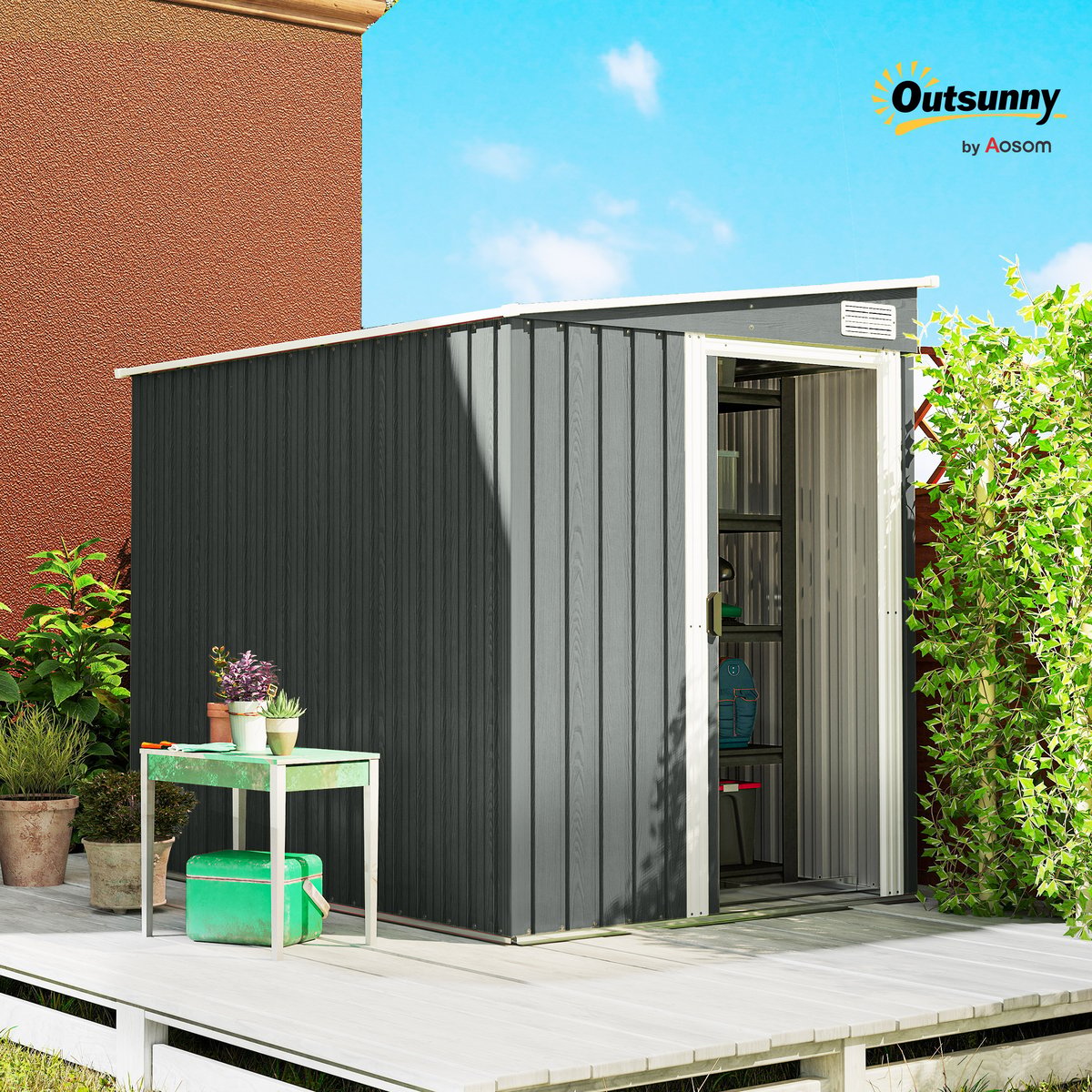 Abri de jardin Acier galvanisé gris clair, OUTSUNNY