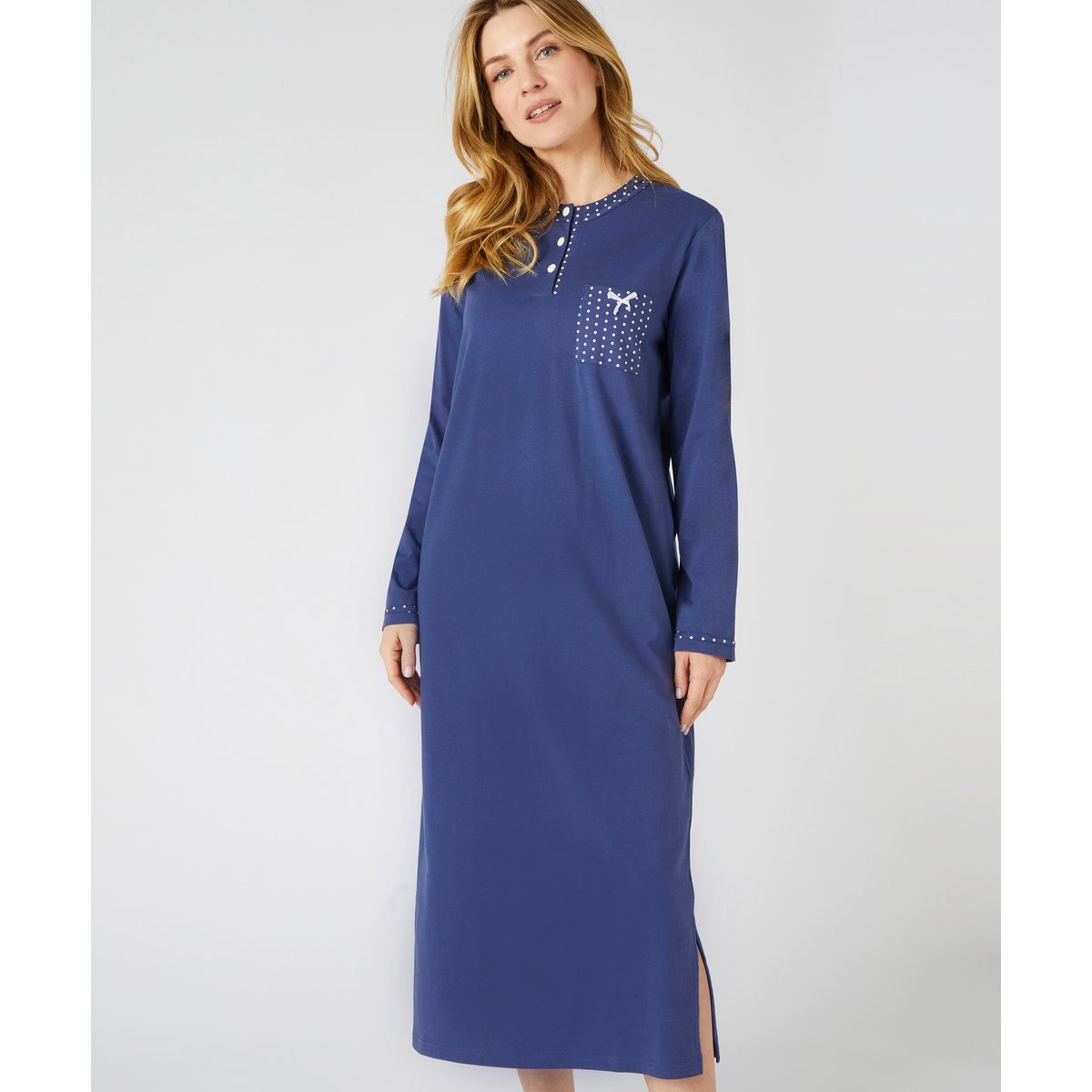 Liquette maille jersey, long 120 cm bleu nuit, DAMART
