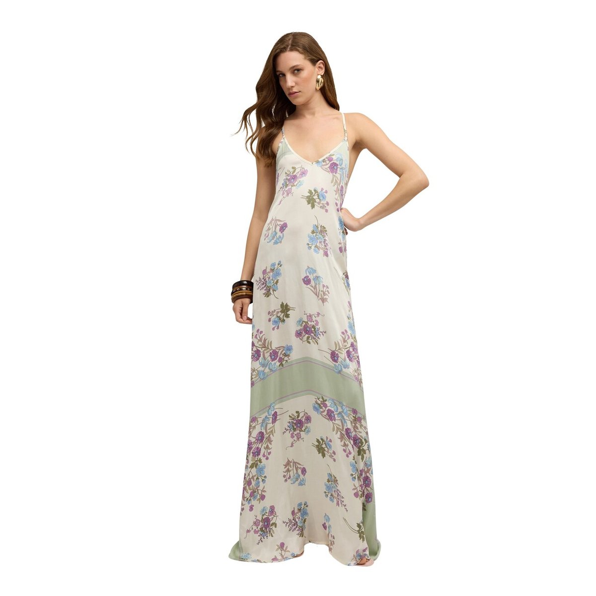 Robe longue imprimée blanc, MOTIVI