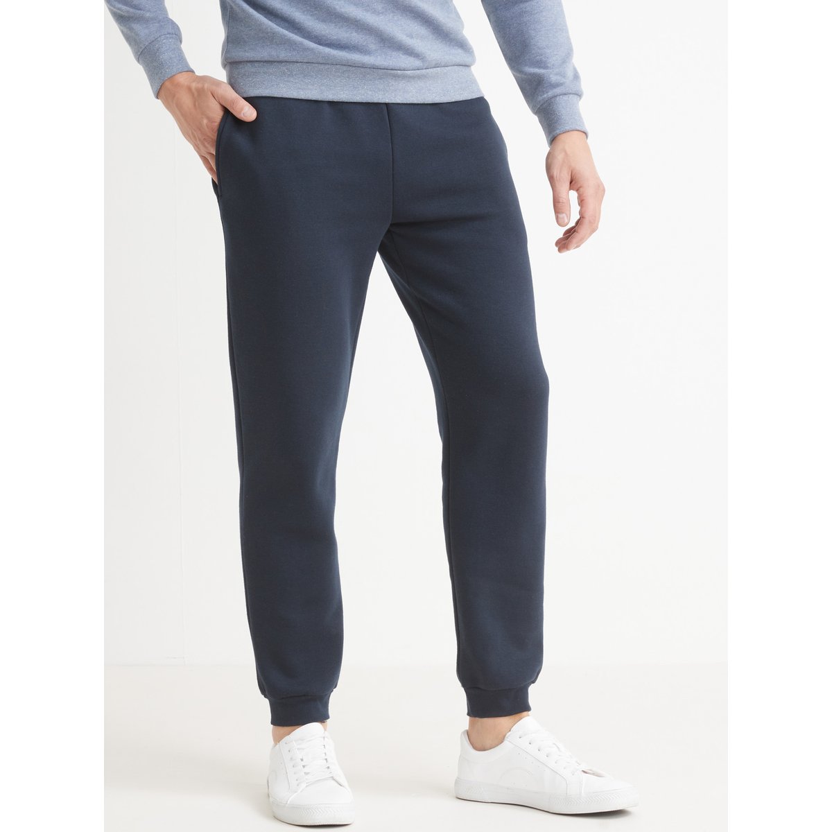 Pantalon de jogging en molleton gratté marine, DAXON