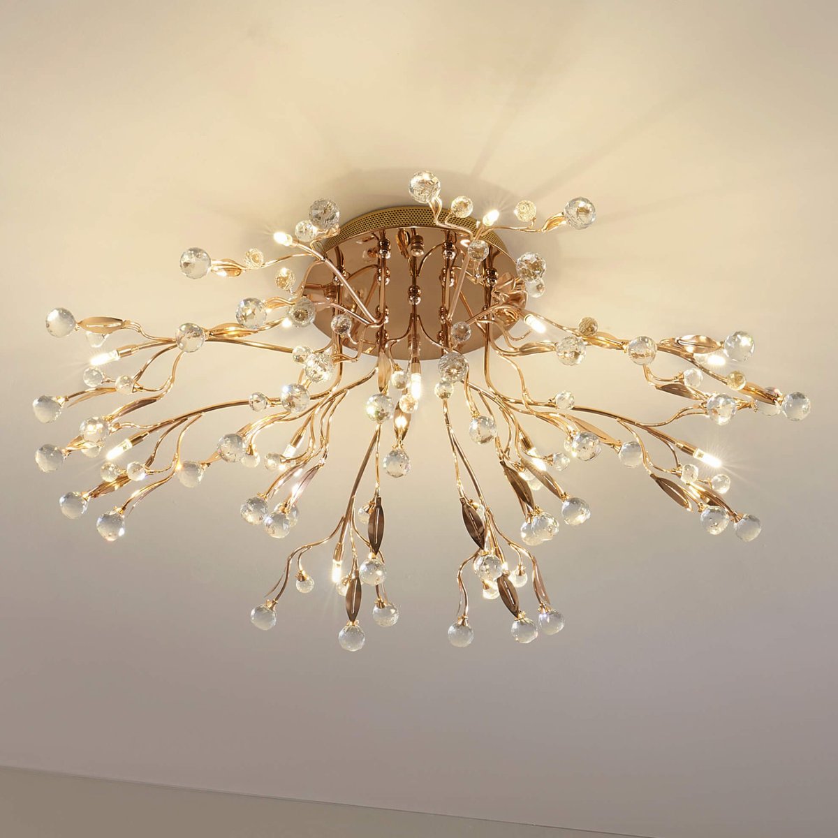 Grand plafonnier en cristal - GUTENSTEIN doré rose, KOSILUM