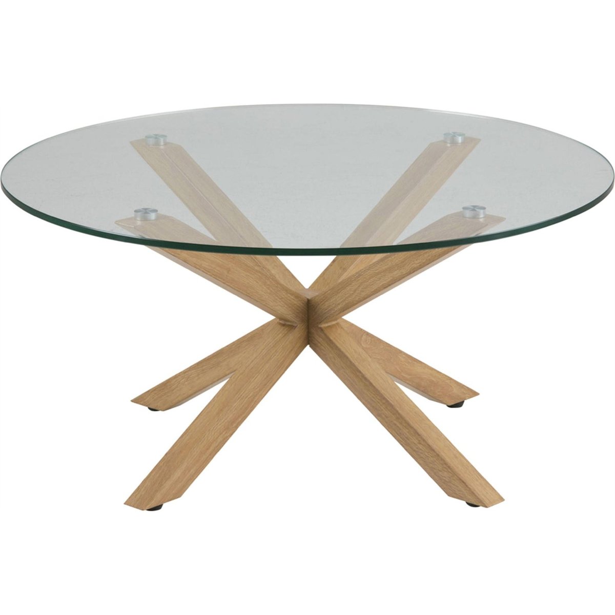 Table basse ronde en verre collection KARDEMA transparent et effet chêne, RECOLLECTION