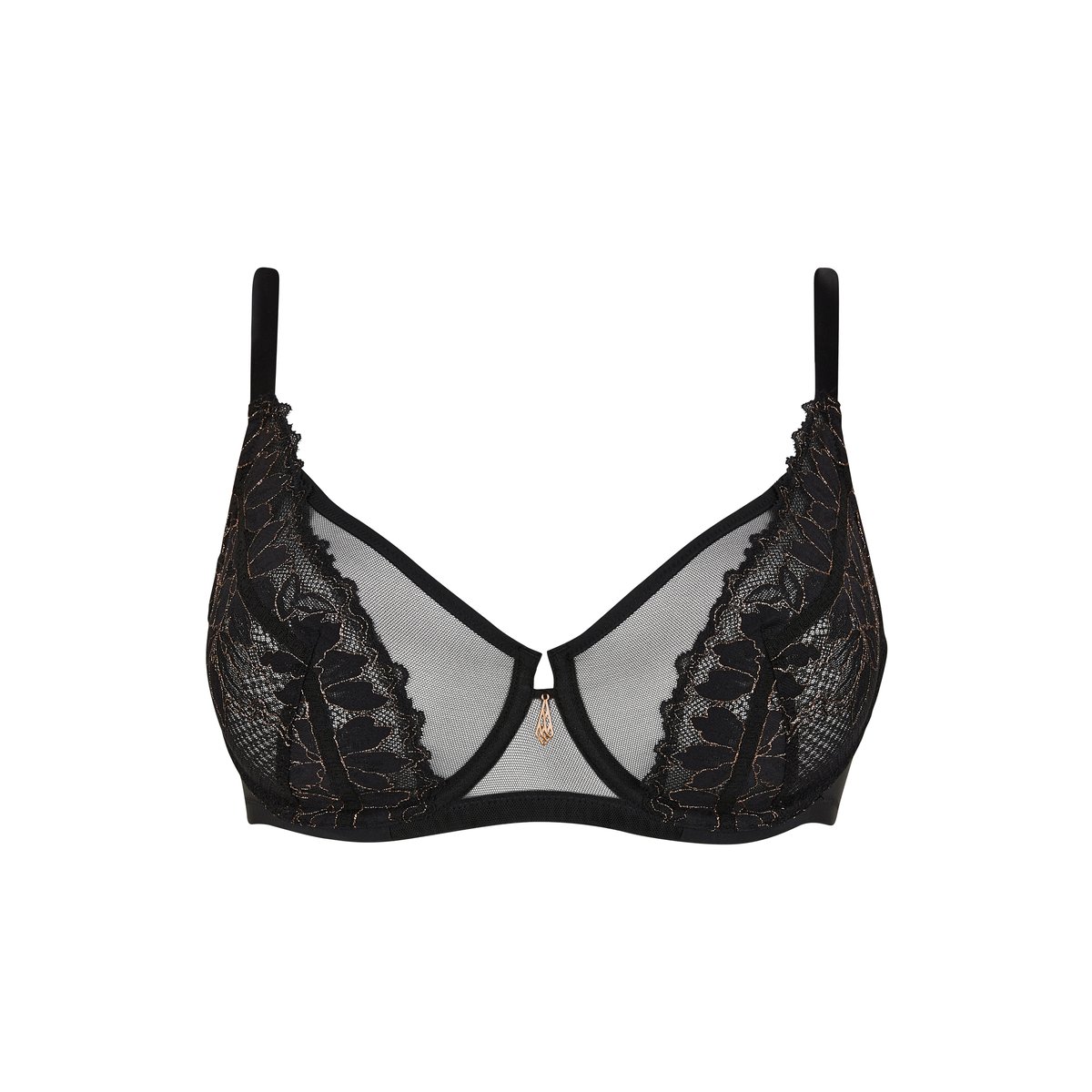 Soutien-gorge corbeille MÉLODIE noir & lurex cuivré, SANS COMPLEXE