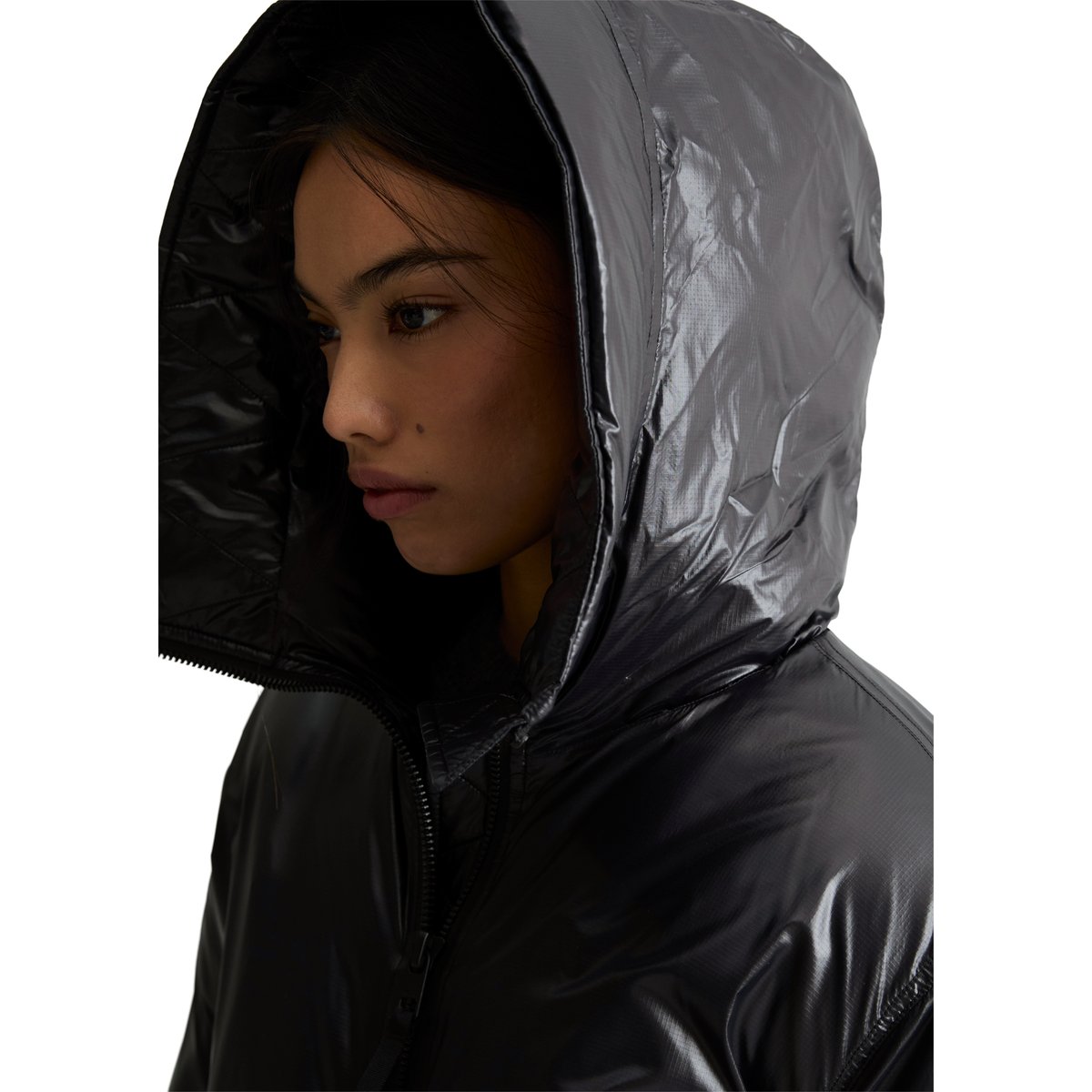 Doudoune oversize en tissu brillant matelassé avec une surface hydrofuge noir, MARC O’POLO DENIM