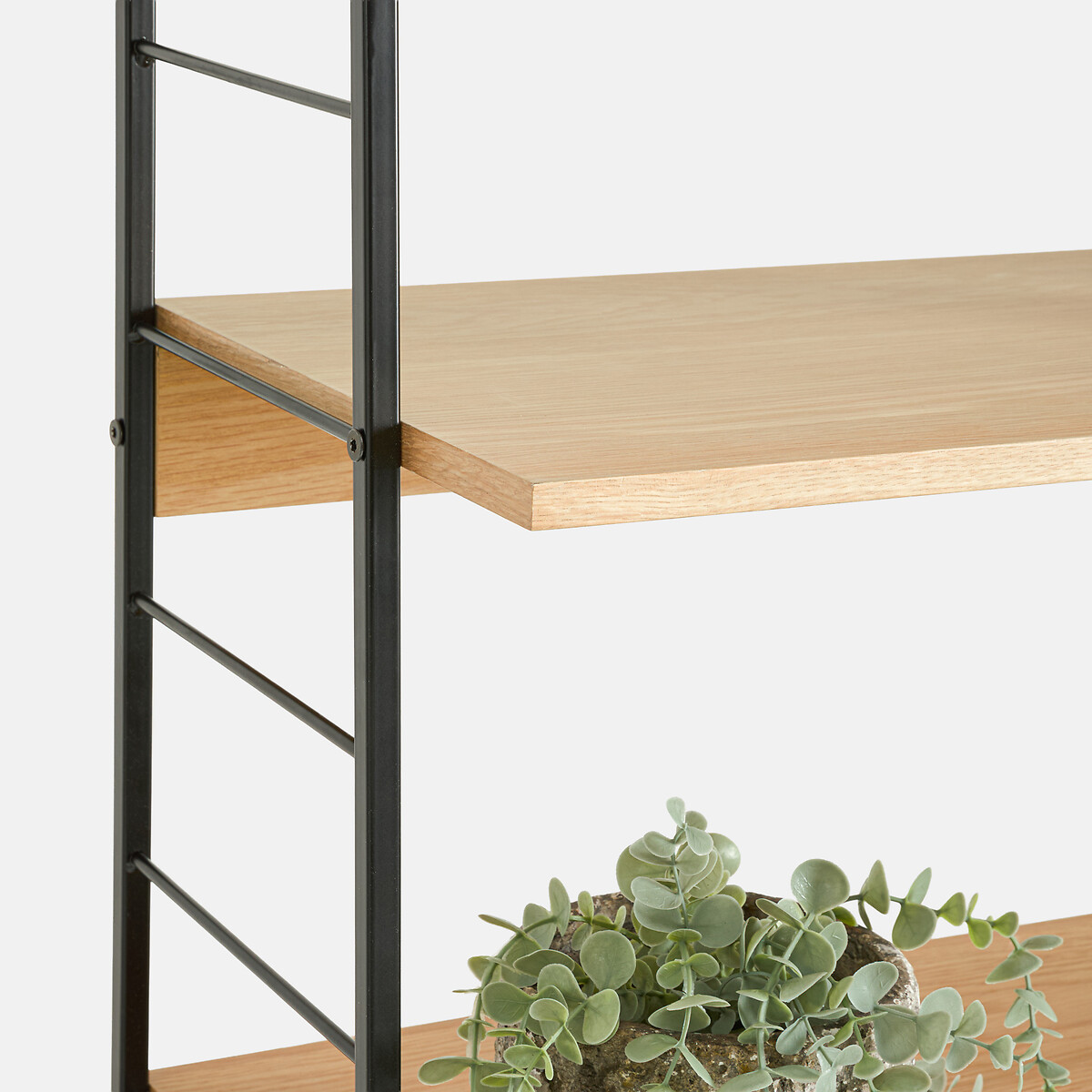 Libreria in rovere impiallacciato e acciaio inossidabile, altezza 190 cm, WATFORD metallo nero/quercia, LA REDOUTE INTERIEURS