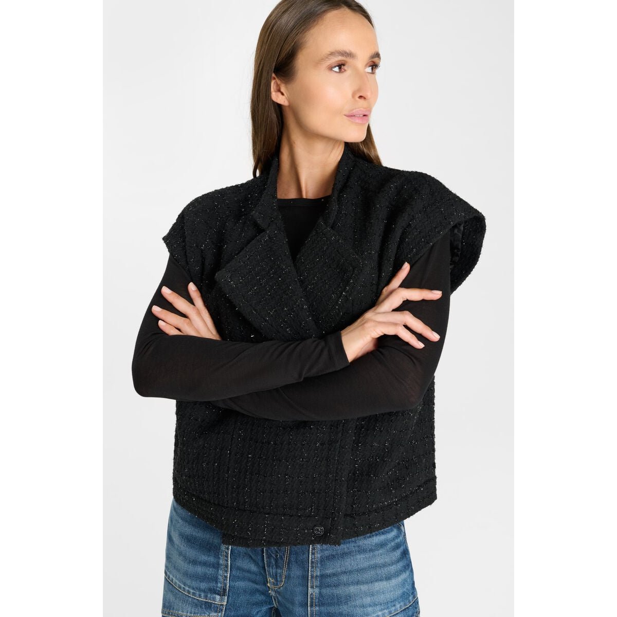 Veste sans manches FUNI black, LE TEMPS DES CERISES