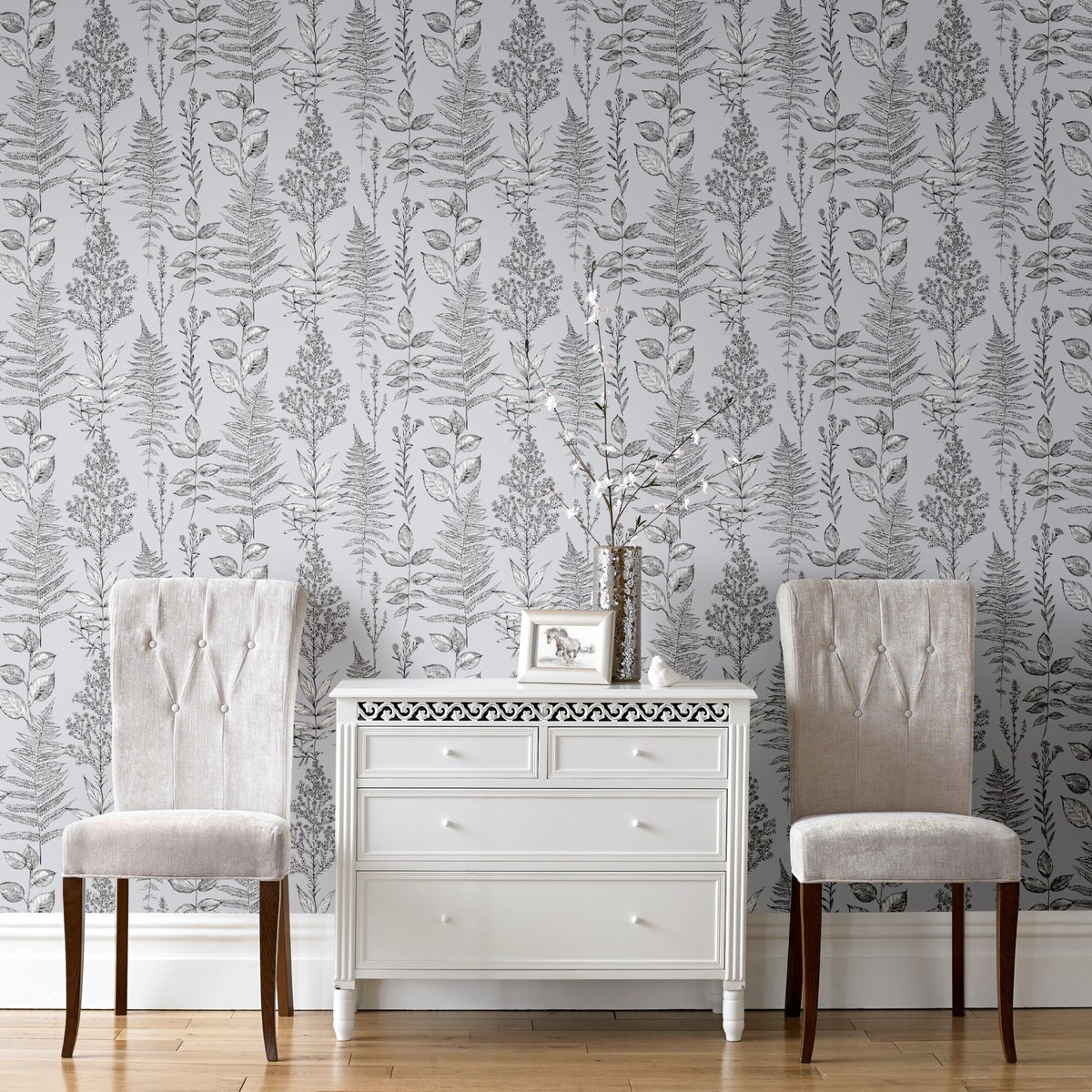 Papier peint Feuillage d'herbier gris, SUPERFRESCO EASY