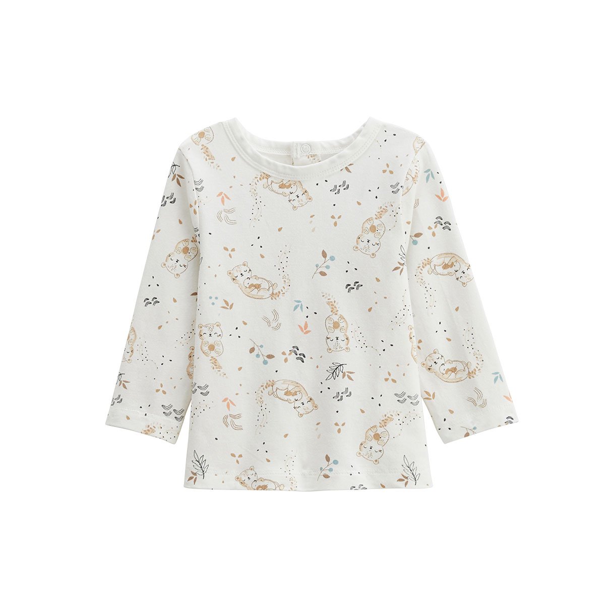 Ensemble salopette bébé en molleton et t-shirt Mini Loutre marron, PETIT BEGUIN