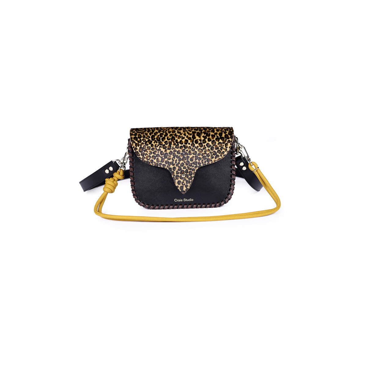 Sac besace en cuir imprimé léopard, WEST léopard/noir, CRAIE STUDIO