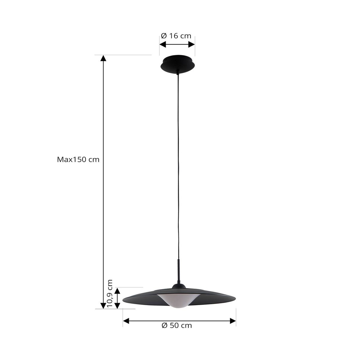 Suspension en métal moderneLED, Foco noir, blanc, LUCANDE