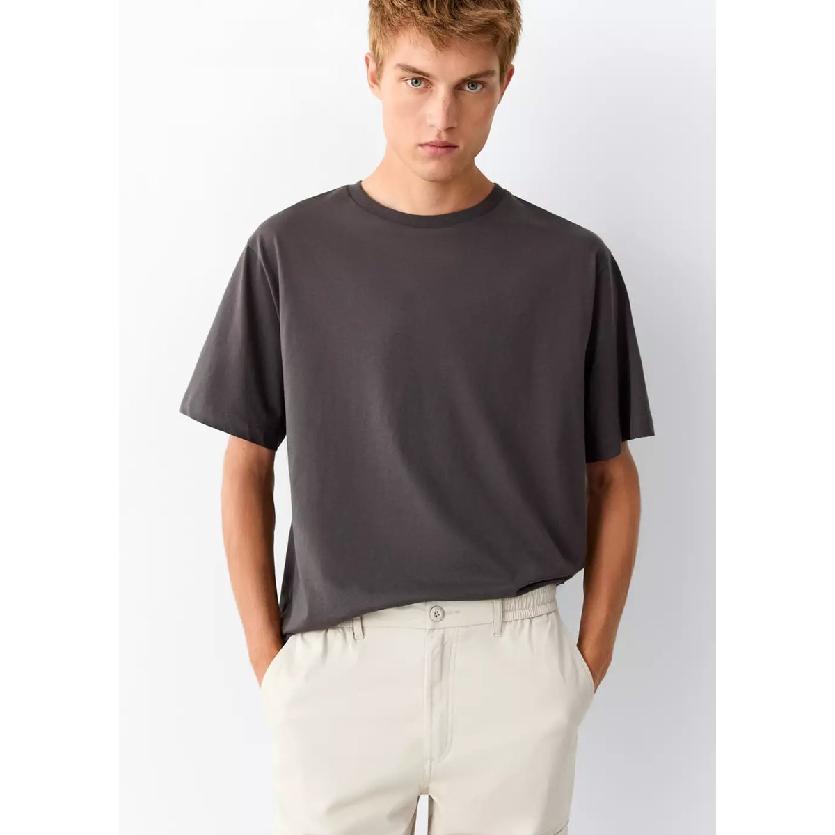Pantalon droit cargo gris clair/pastel, MANGO TEEN