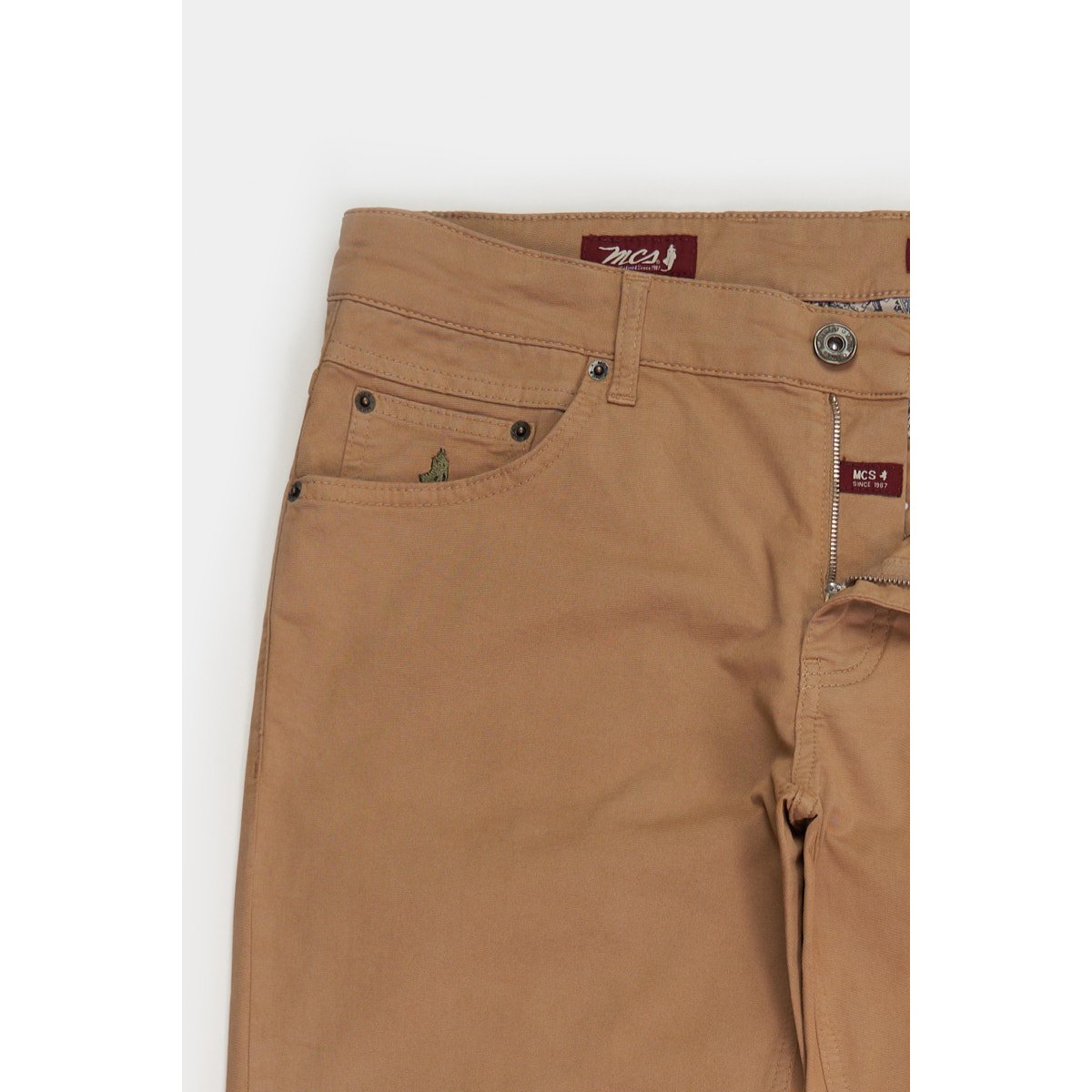Pantalon 5 poches gabardine uni beige, MCS