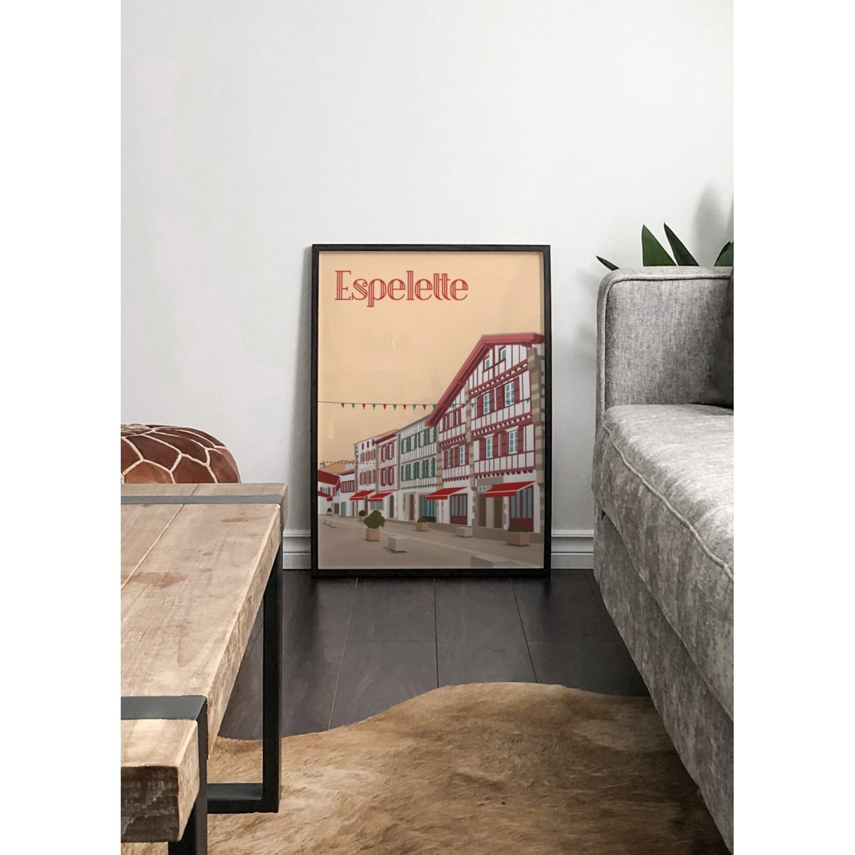 Affiche ville Espelette blanc, L'AFFICHERIE