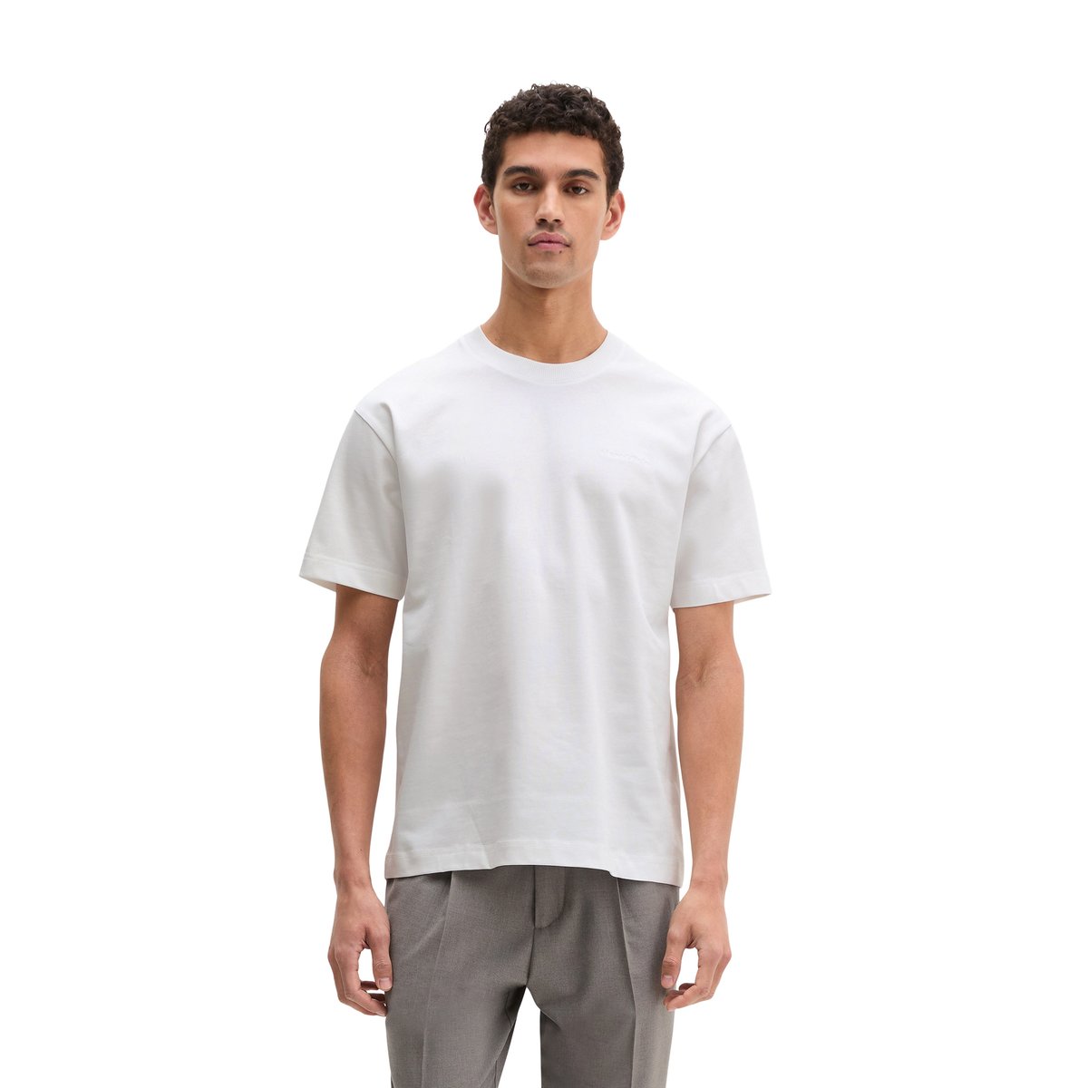 T-shirt relaxed en jersey de coton bio épais blanc, MARC O'POLO