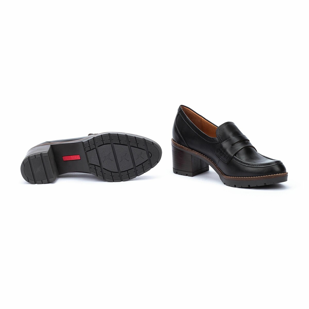 Llanes Leather Heeled Loafers black, PIKOLINOS