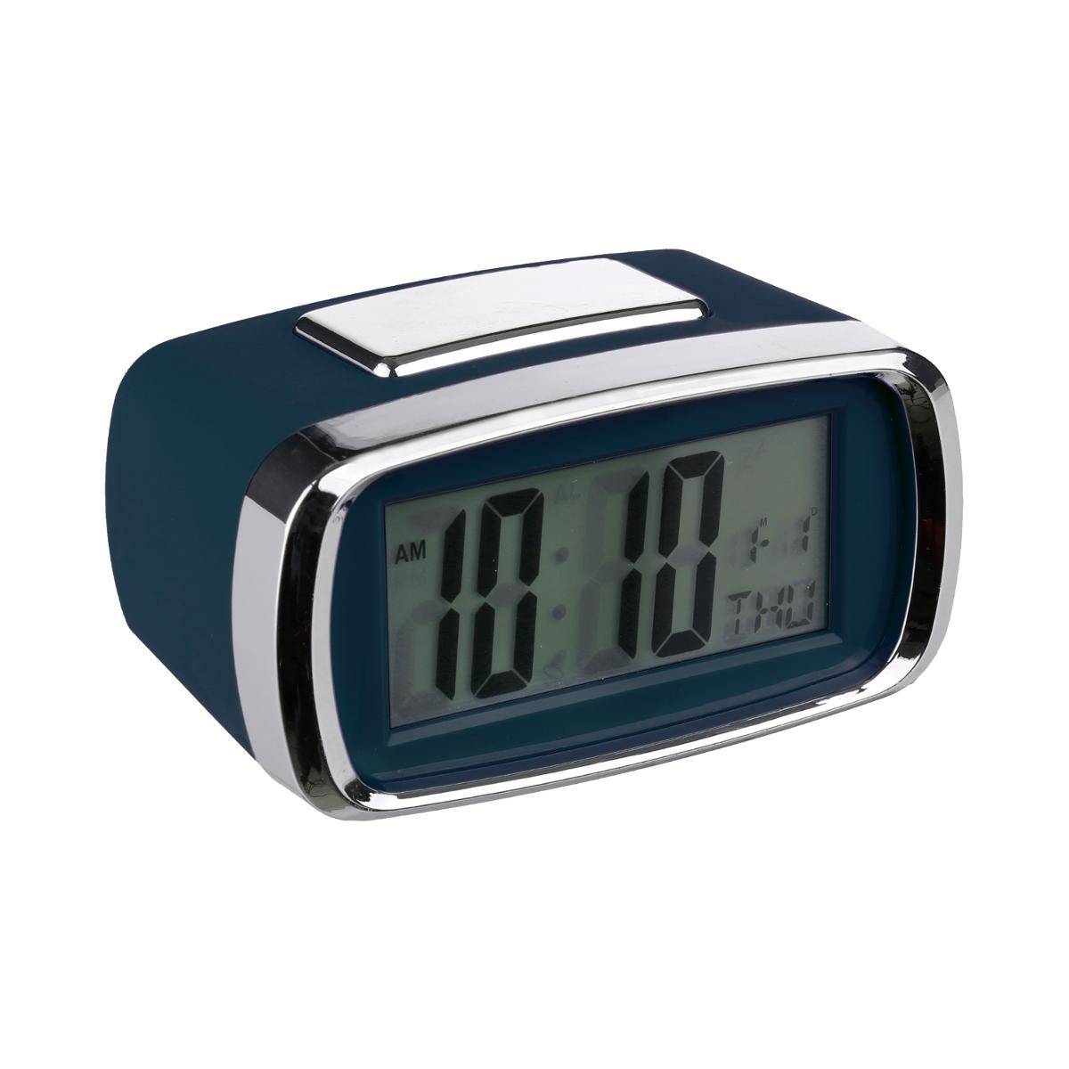 Réveil digital RUBBER bleu foncé, ATMOSPHERA