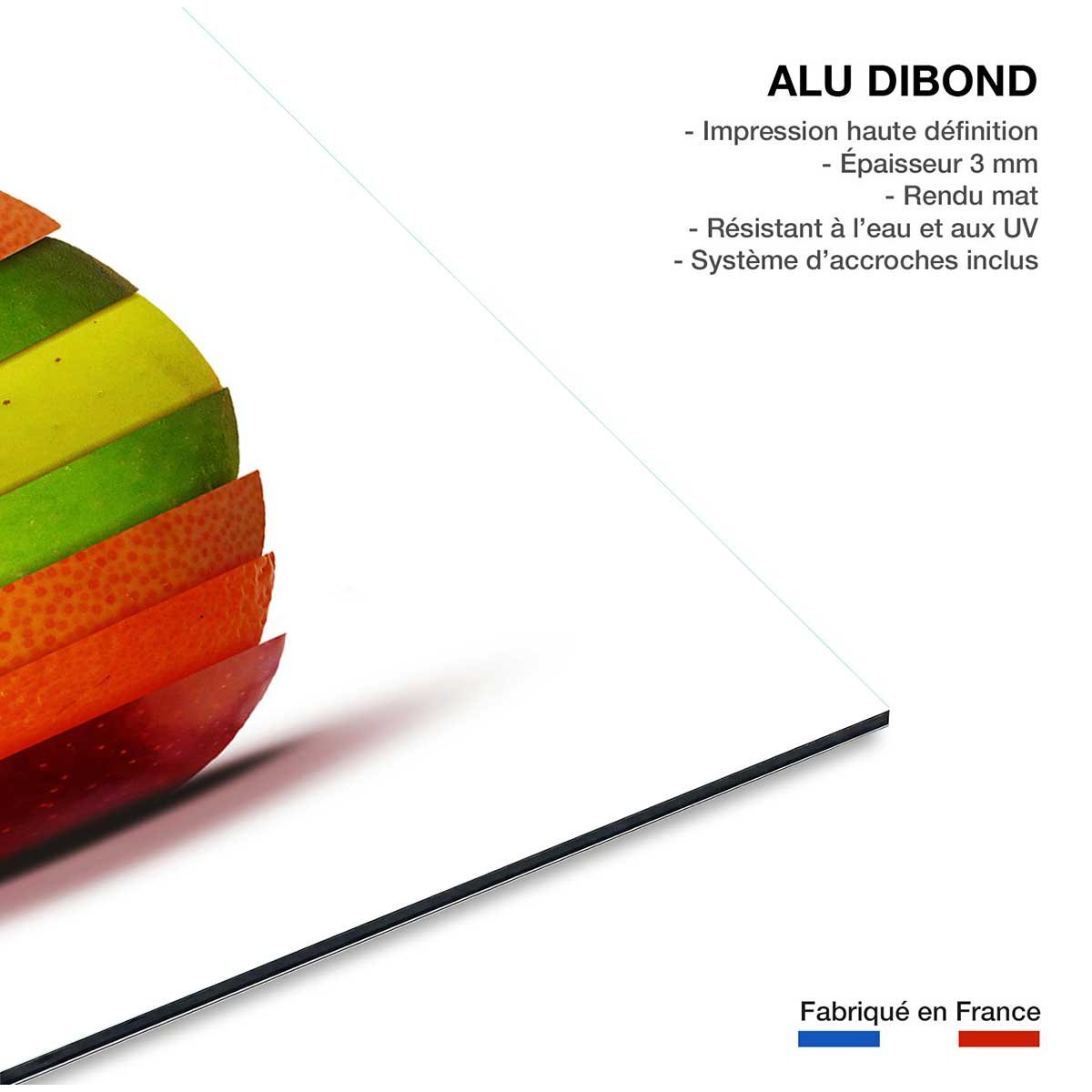 Tableau cuisine pomme orange citron tableau alu dibond, HEXOA