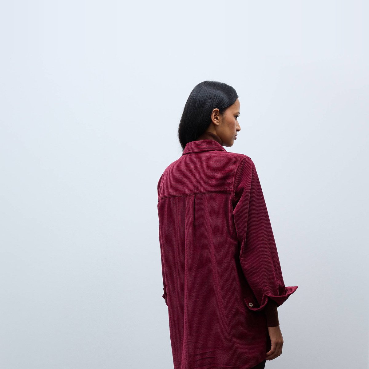 Robe courte manches longues en velours en coton BIO GOTS porto, MONOPRIX