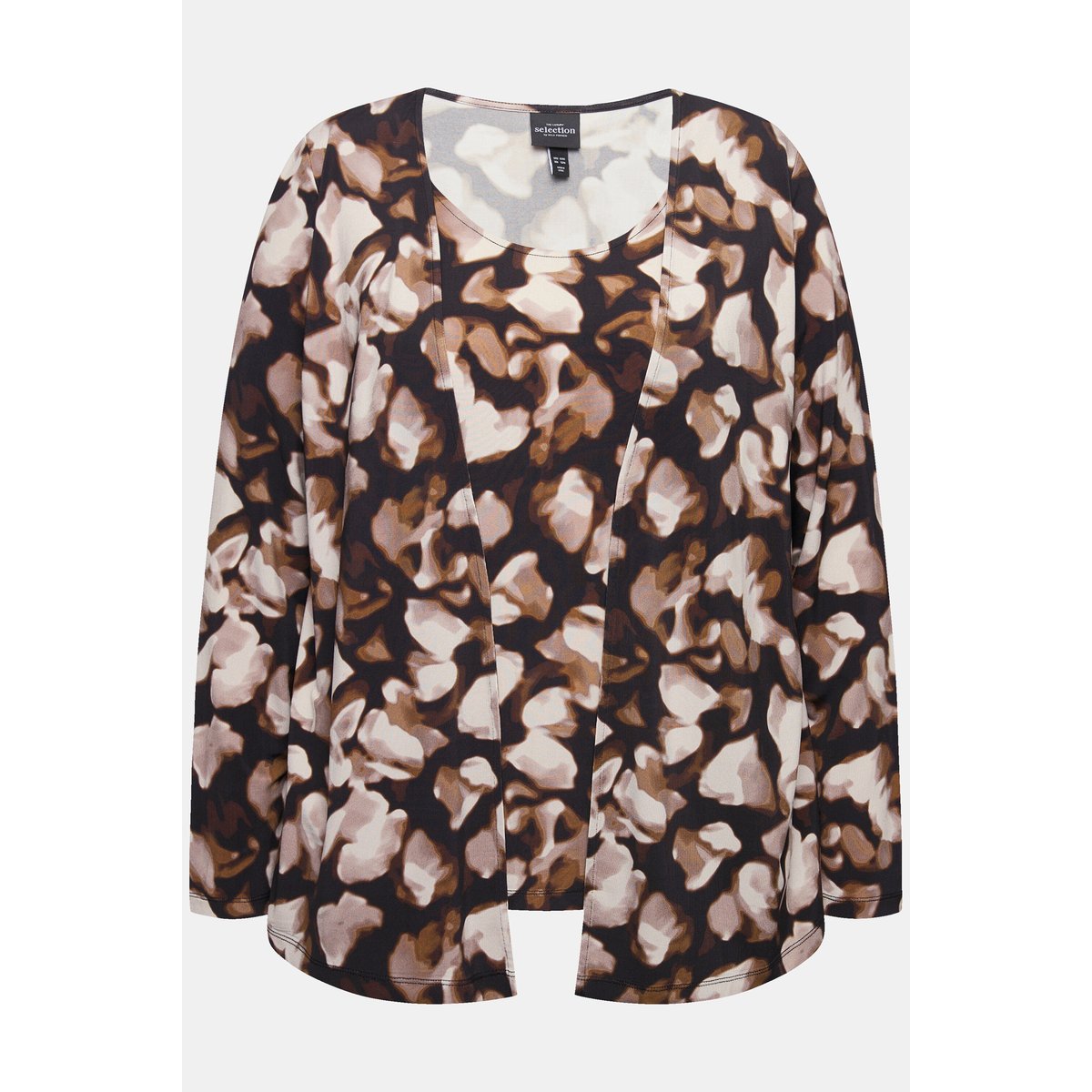 T-shirt 2-en-1 au tombé fluide, imprimé noir, ULLA POPKEN