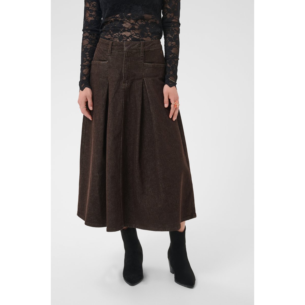 Jupe casual marron java, CREAM
