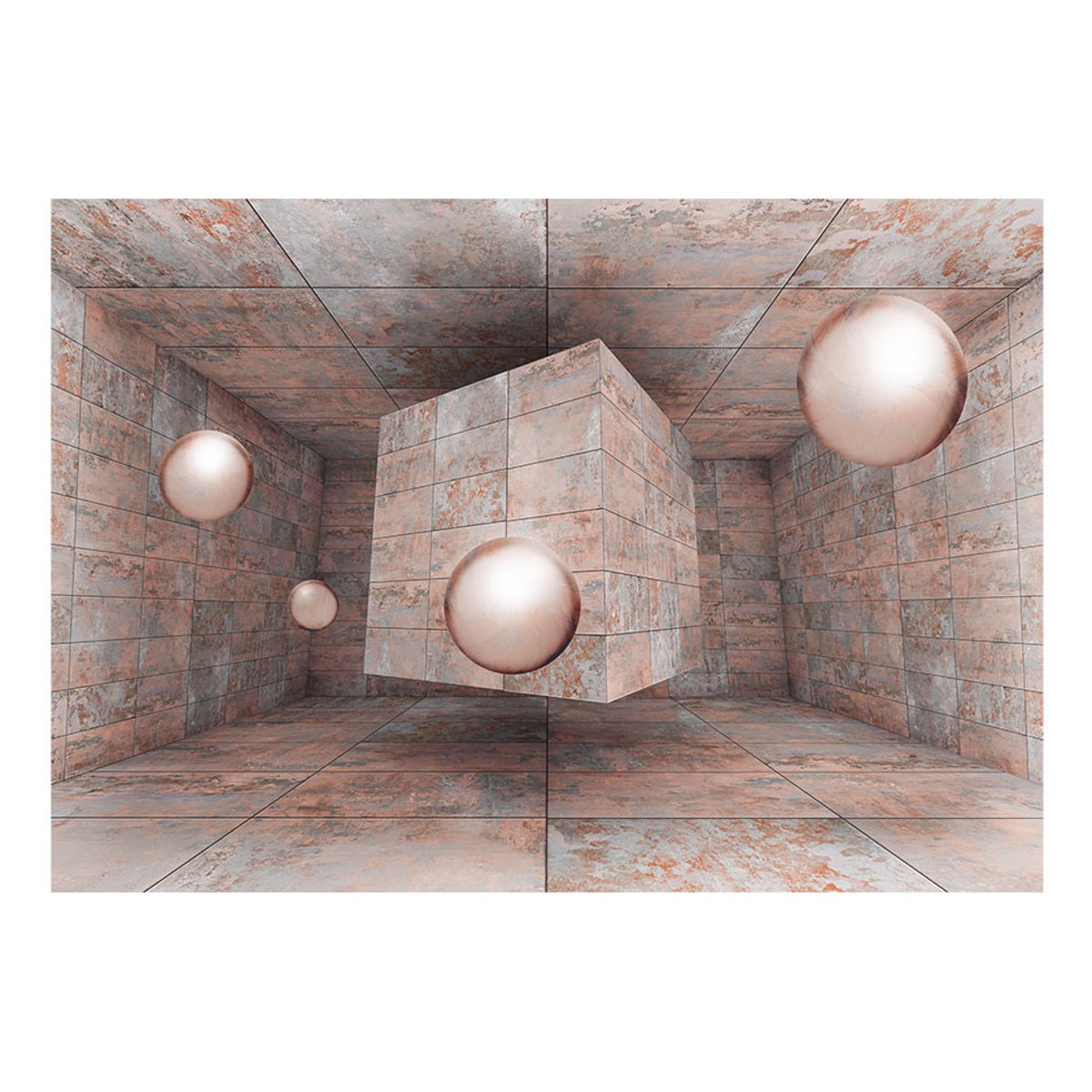Papier peint intissé panoramique Abstractions Pink Box gris / argent, EDEN
