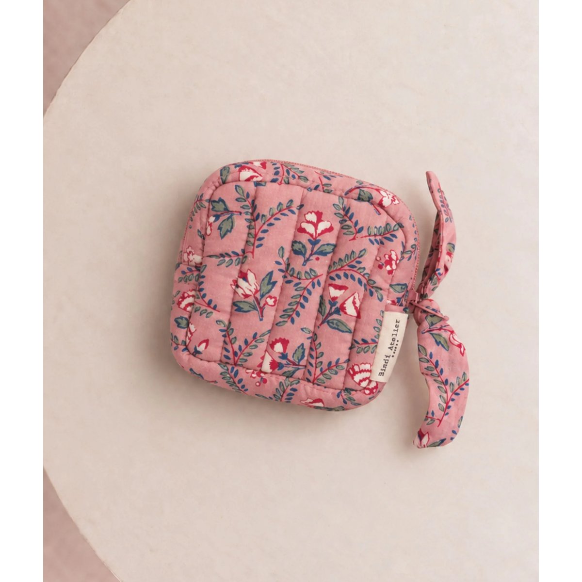 Pochette à bijoux Toile de Jouy depuis 1760 - Flora rose framboise, BINDI ATELIER