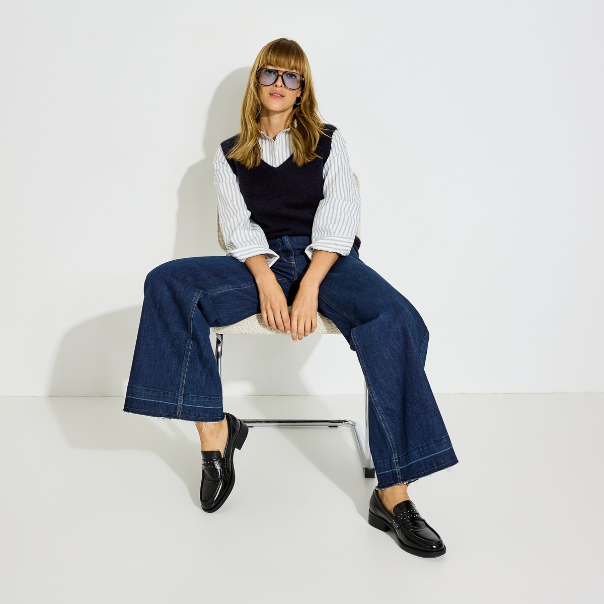 Pull-chemise bi-matière pour bleu marine, GRAIN DE MALICE