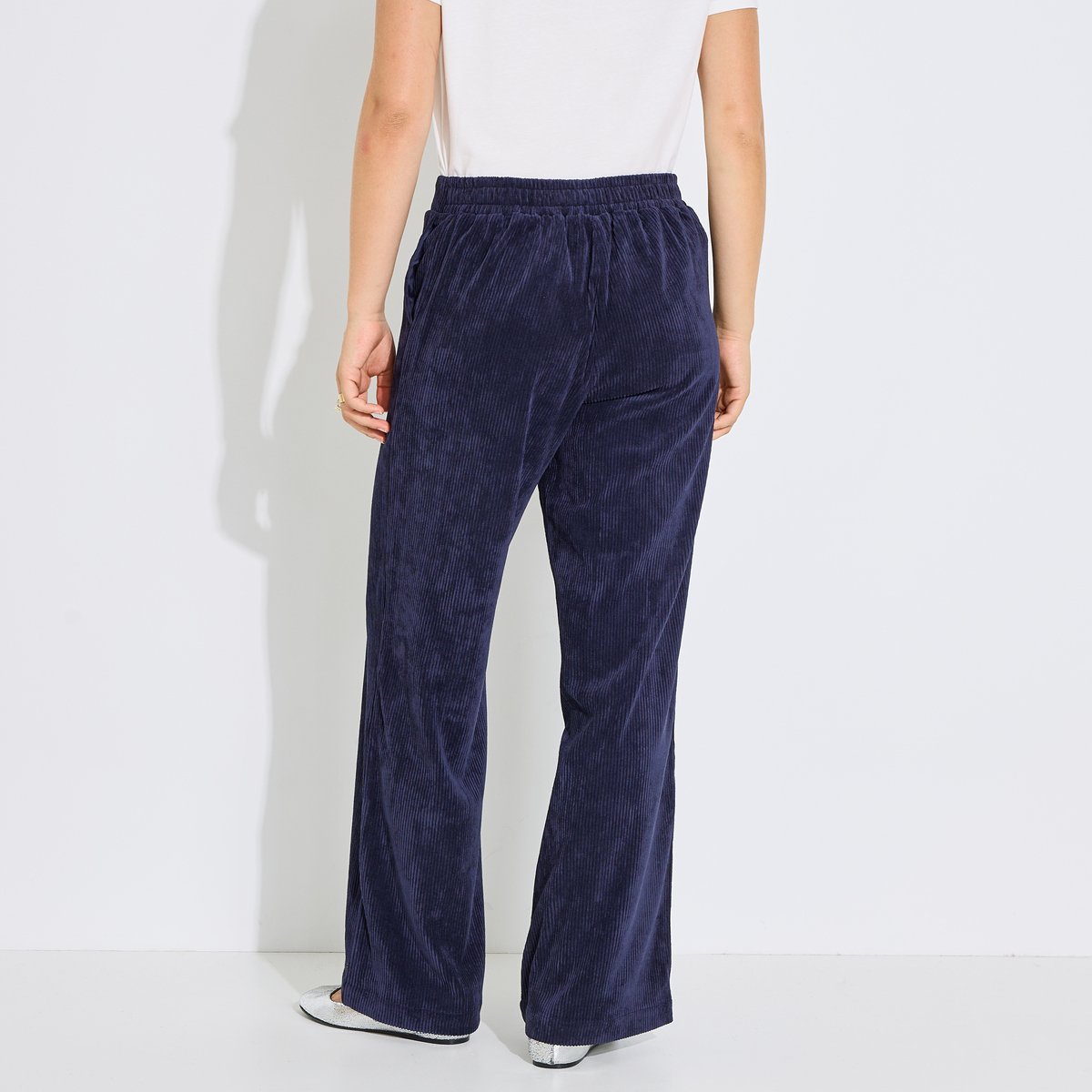Pantalon velours taille élastiquée bleu marine, GRAIN DE MALICE