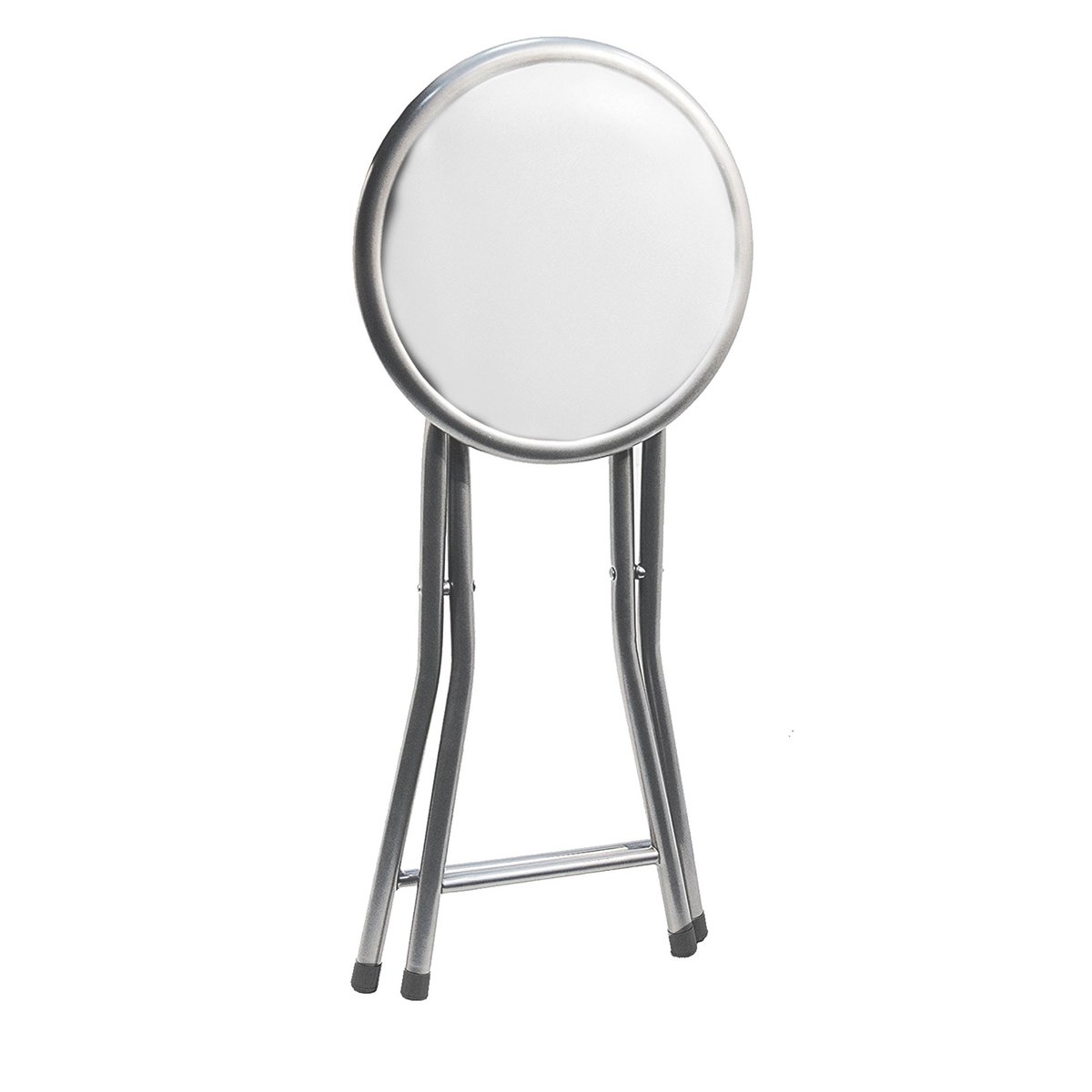 Tabouret d'appoint pliable métal assise similicuir blanc 30x30x45cm blanc, WADIGA
