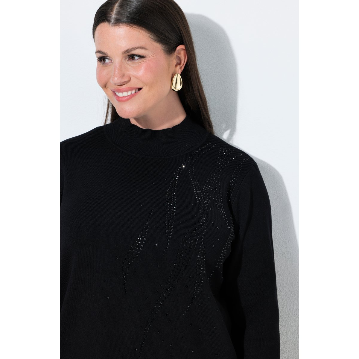 Pull avec petites pierres fantaisie noir, ULLA POPKEN