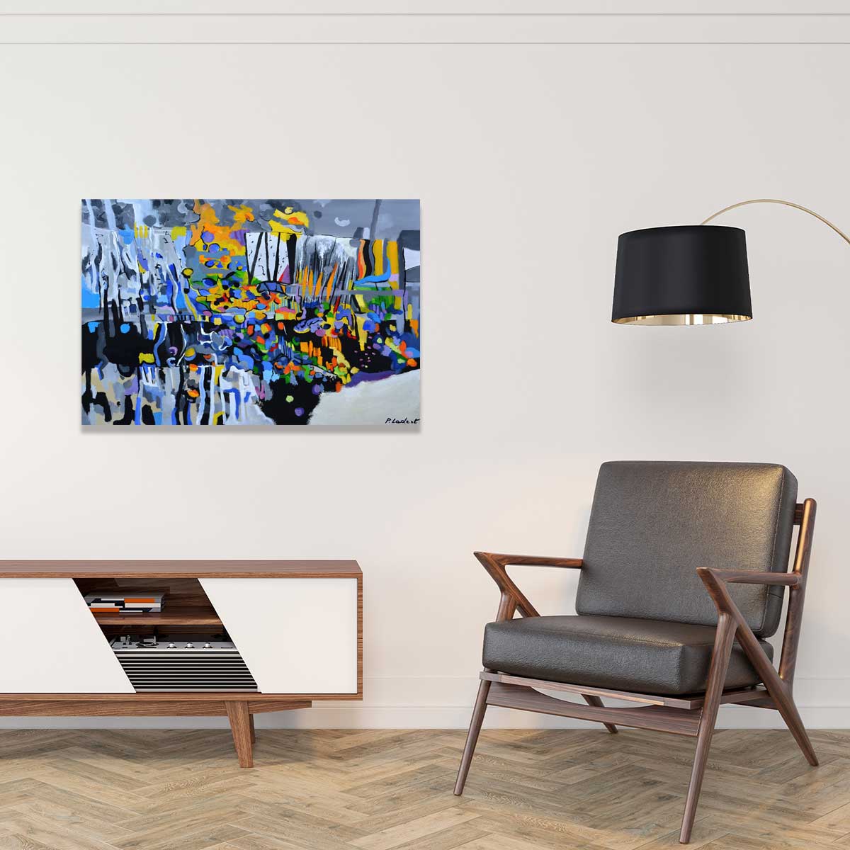 Tableau abstrait champs de bleuet tableau alu dibond, HEXOA