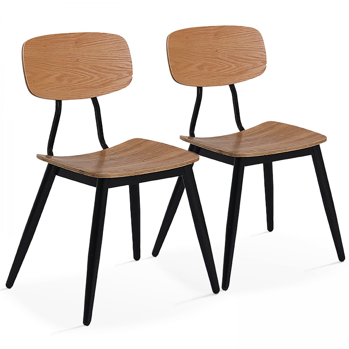 Lot de 2 chaises en bois, STUDO marron, OVIALA