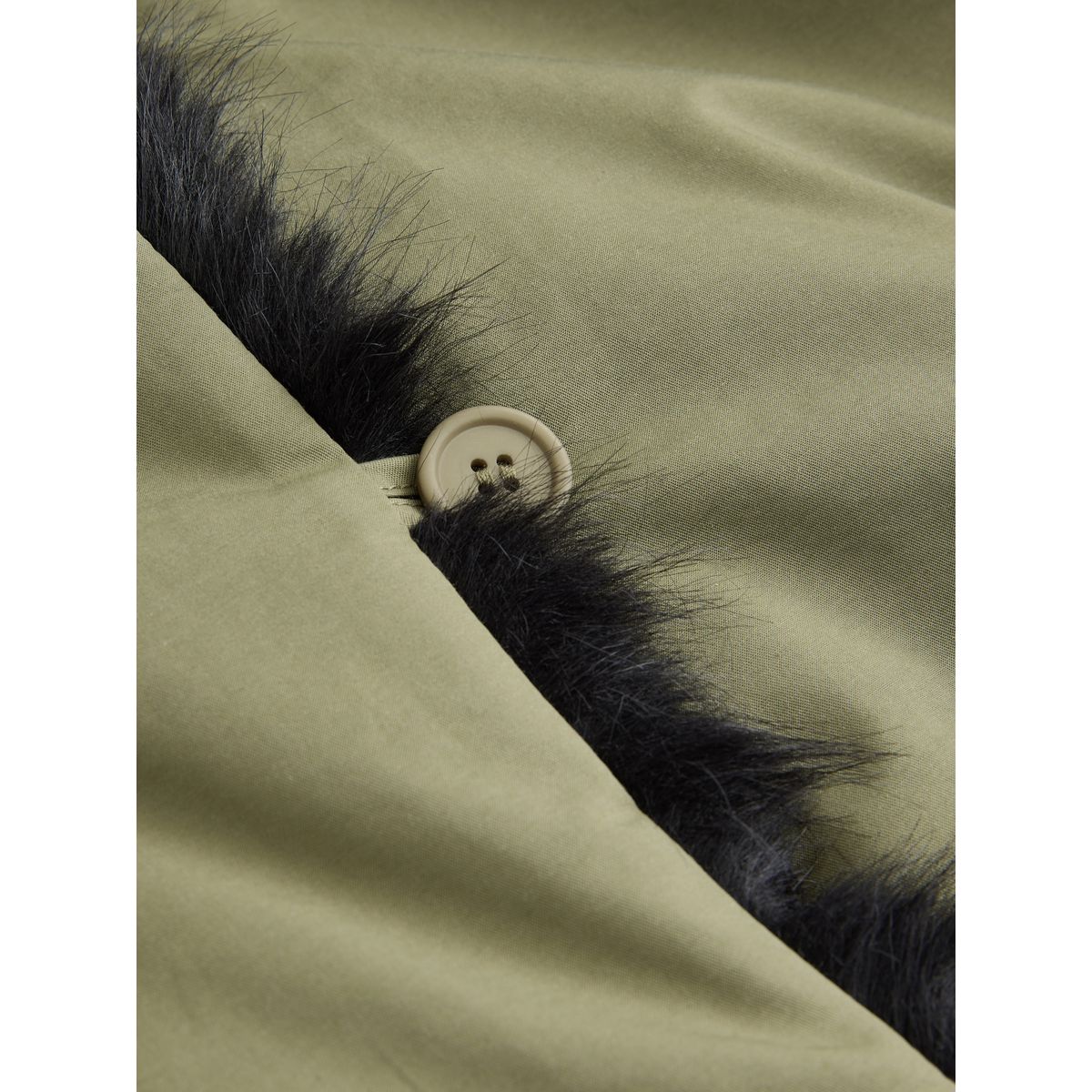 Parka avec liseré en imitation fourrure vert kaki, NEXT