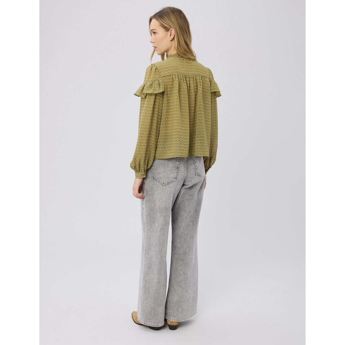 Blouse en voile imprimée multicolore, BZB