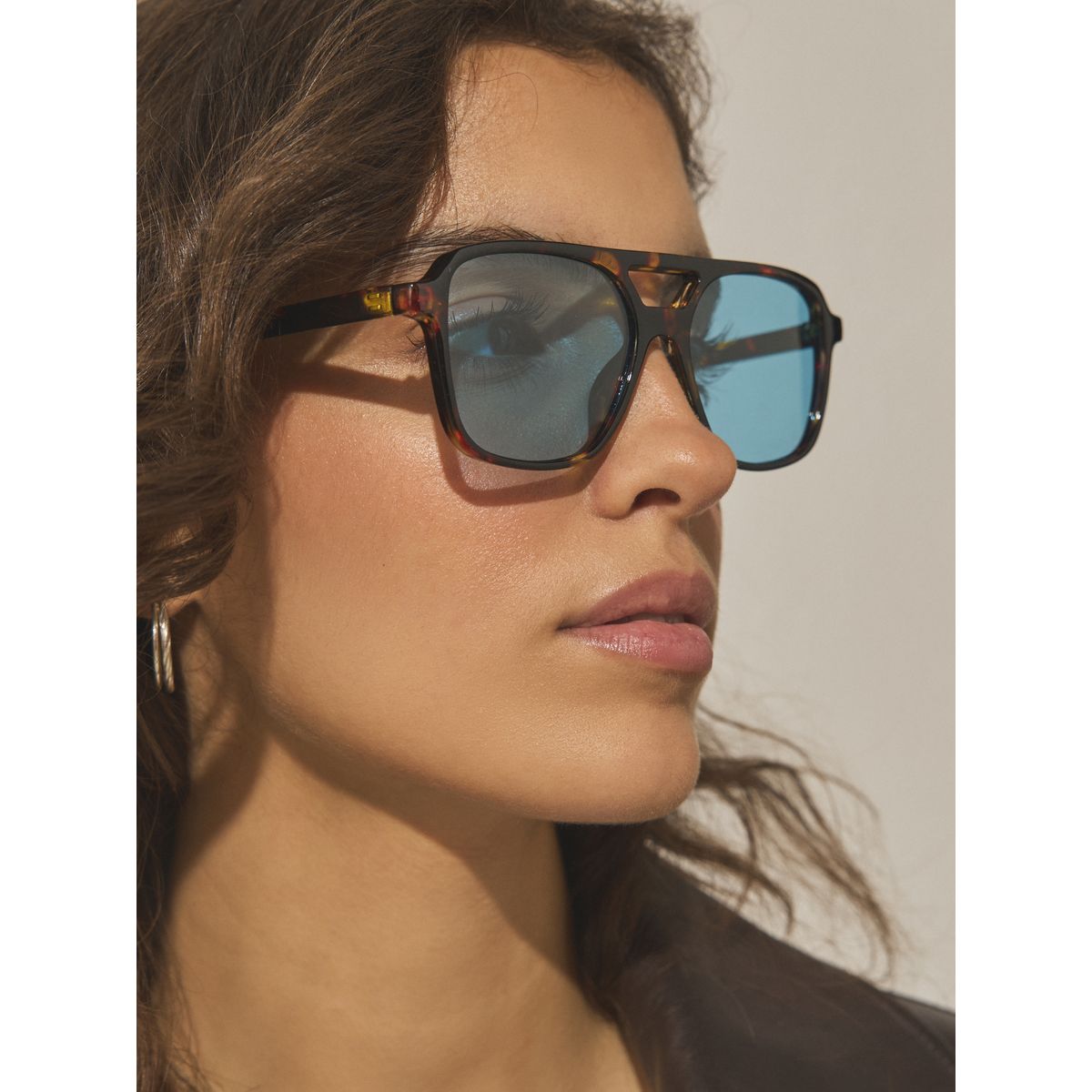 Lunettes de soleil carrées écaille de tortue bleue, NEXT