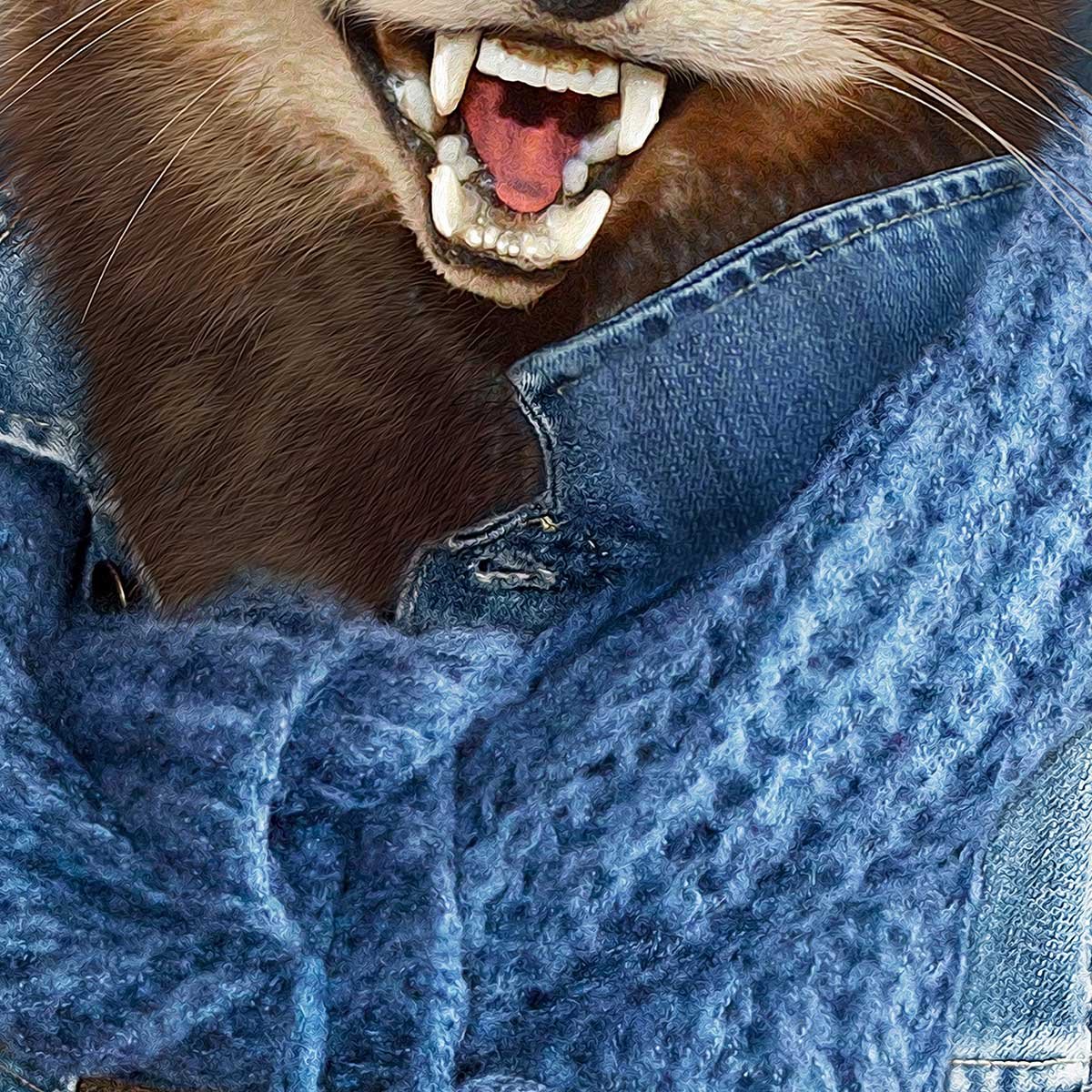 Affiche encadrée furet stylé en tenue moderne affiche + cadre en métal - noir, HEXOA