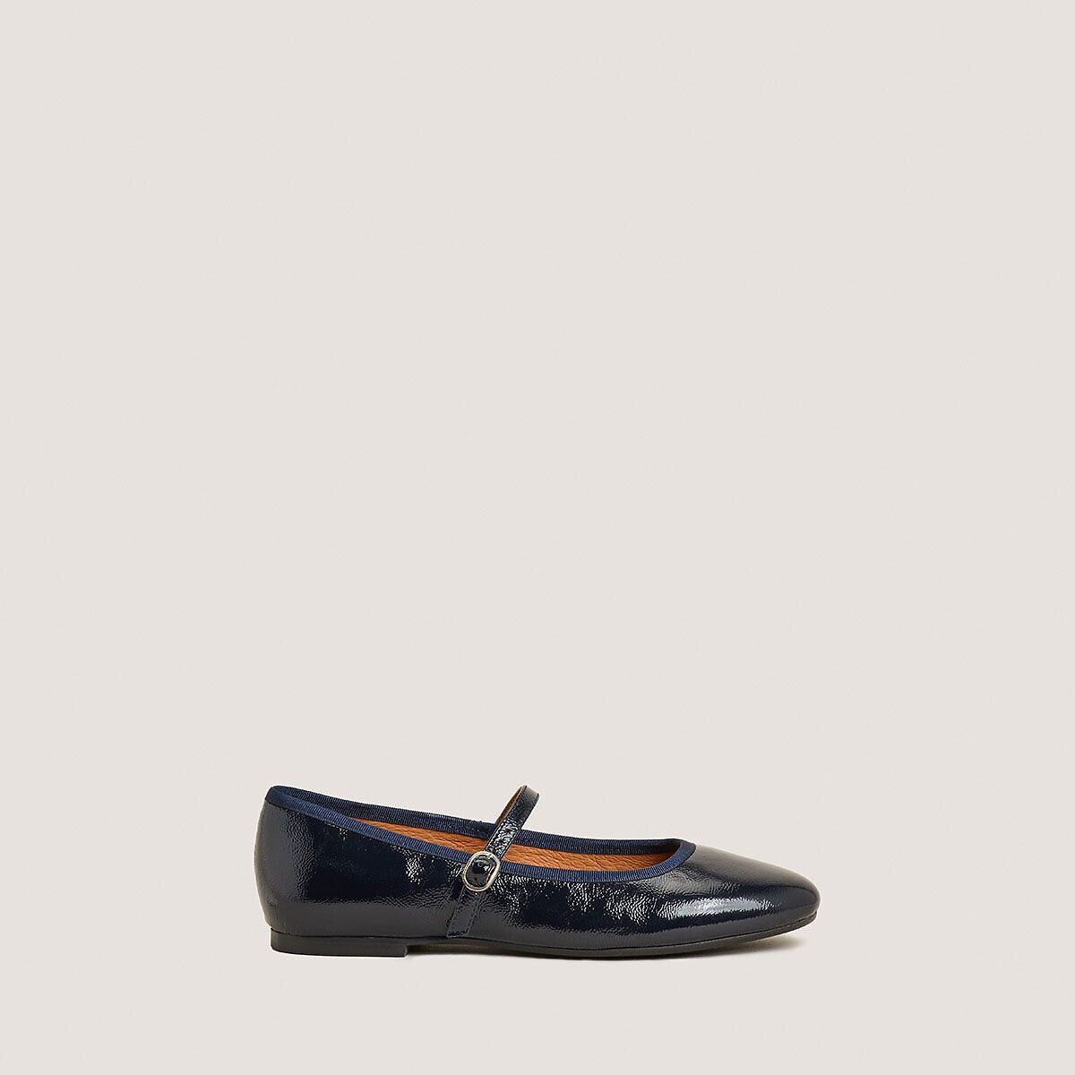Douceur Leather Mary Jane Ballet Pumps navy blue, JONAK