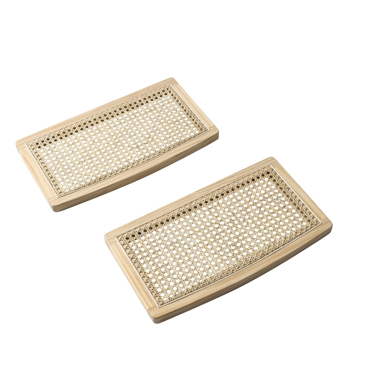 Lit en pin massif cannage avec 2 planches de chevet cannage - ANNA bois naturel, TERRE DE NUIT